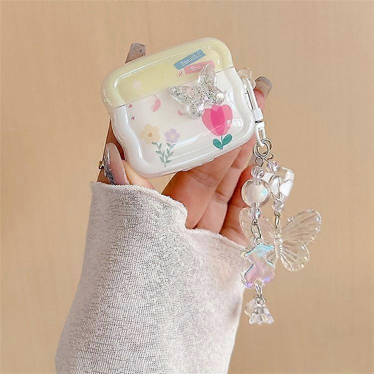 Compatible For Apple AirPods 3 Bluetooth Earphones Cover Butterfly and Flower TPU Case with Pendant