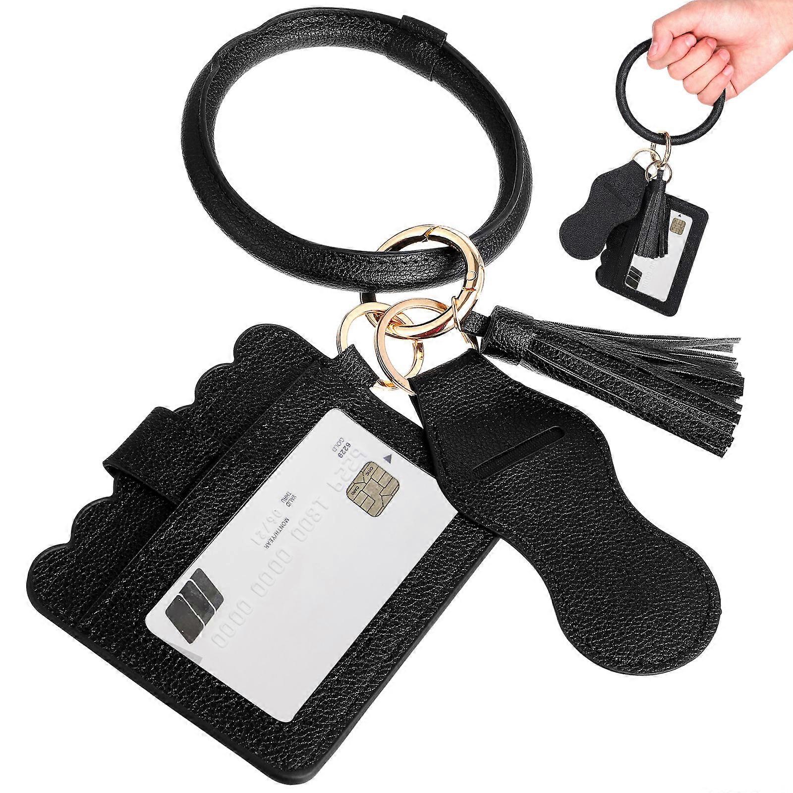 Stylish PU Wristlet Wallet with Card and Lipstick Holder, Tassel Charm Bangle Bracelet for Women, Ideal for Daily, Shopping and Vacation Use