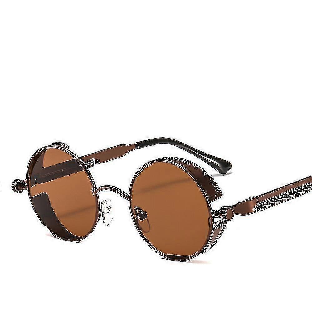Gafas de sol Punk Round Bronze Frame - Gafas de personalidad de moda C5