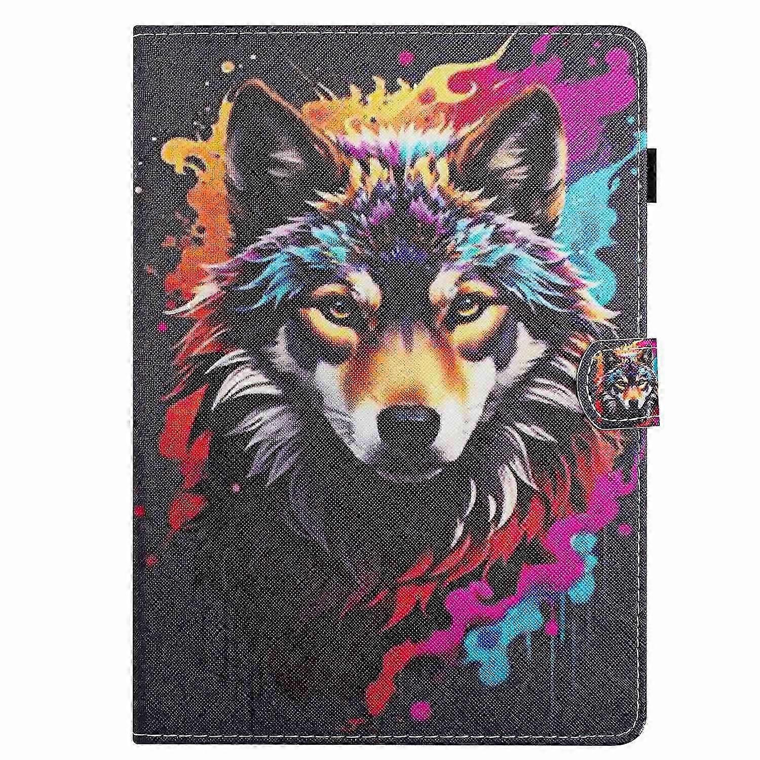 Painted Pattern Stitching Smart Leather Tablet Case 2025