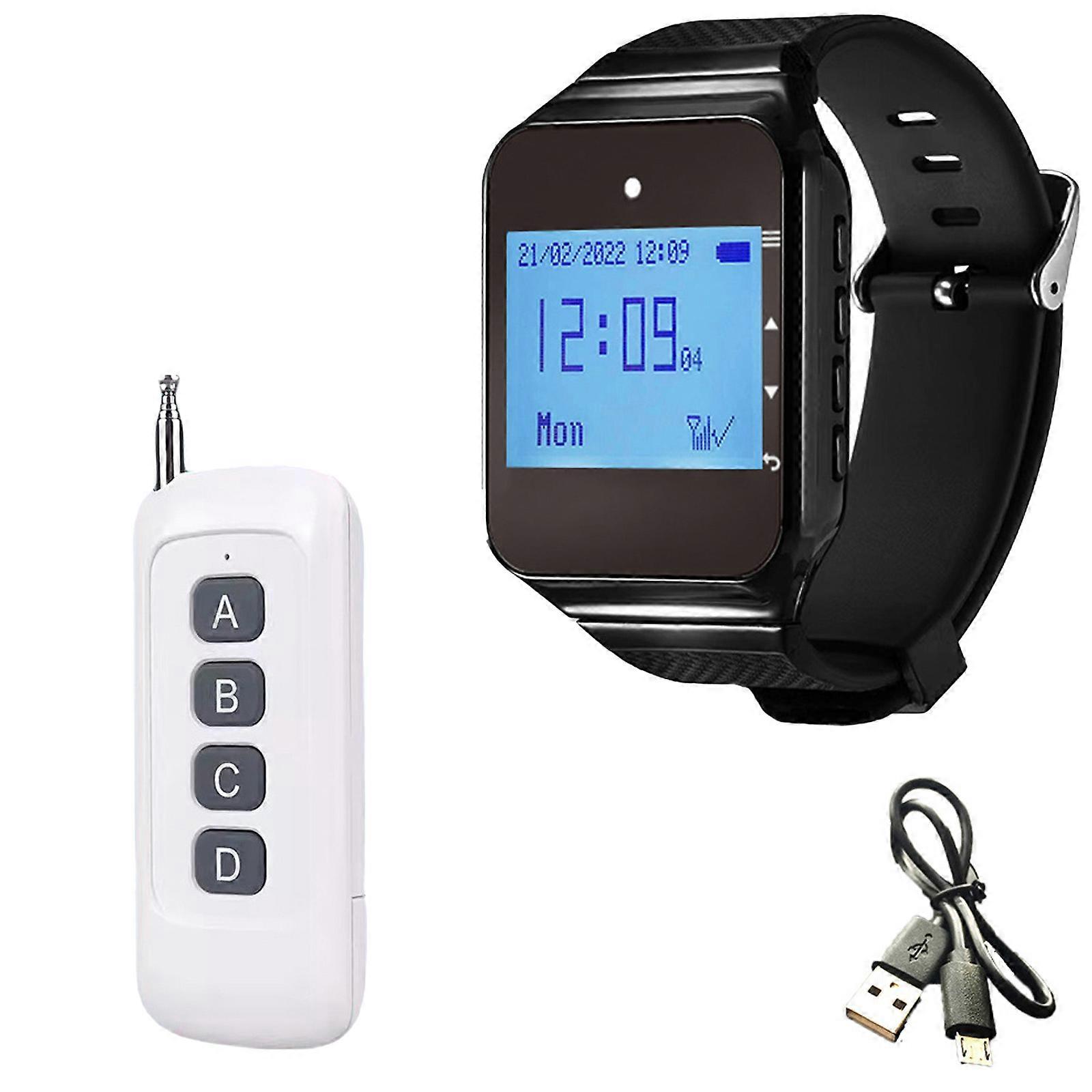Wireless Emergency Call Wristband For Elderly Patients Restaurant Calling Pager Watch Receiver with LED Display