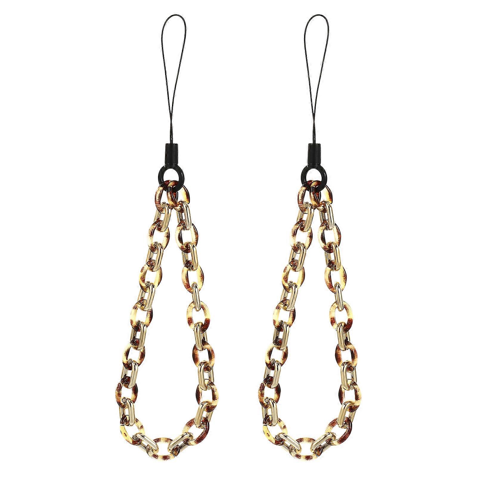 Acrylic Leopard Print Mobile Phone Chains with Fixing Rope – Wear Resistant DIY Phone Chain Accessories for Secure Hanging