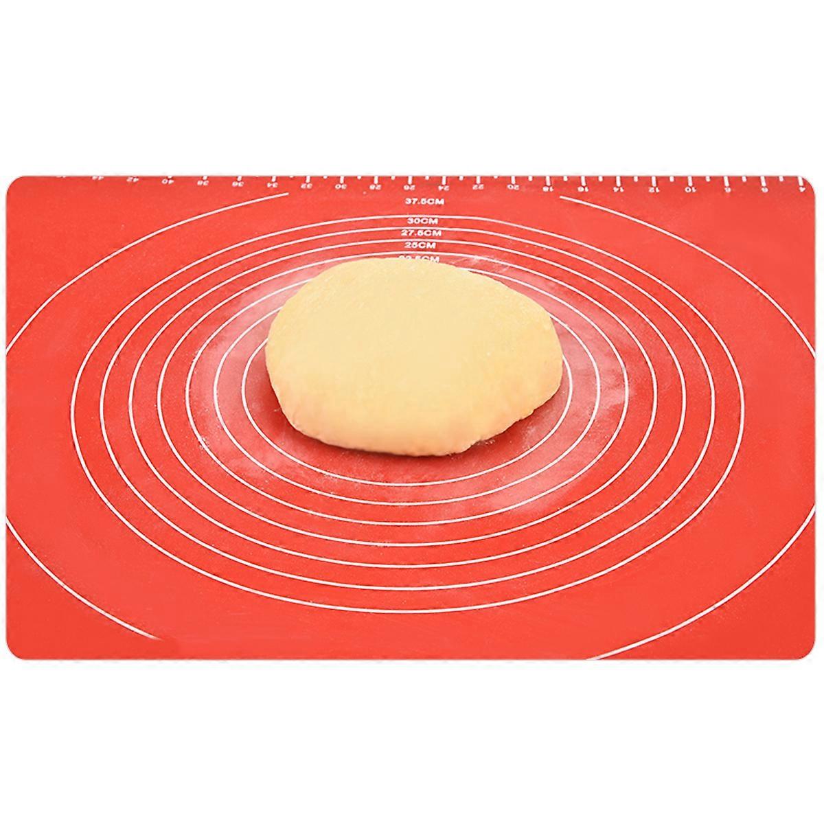 Silicone Baking Mat Non-Stick Baking Surface Rolling Guide for Cooking Preparation 30x40x0.8cm Candy Red 1Pcs