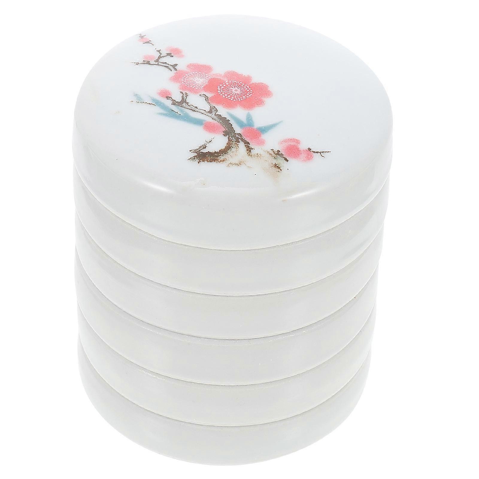 Paint Mixing Tray with Cover for Calligraphy Practice Square Shape White Ceramic Storage 10x8x8CM 1Set