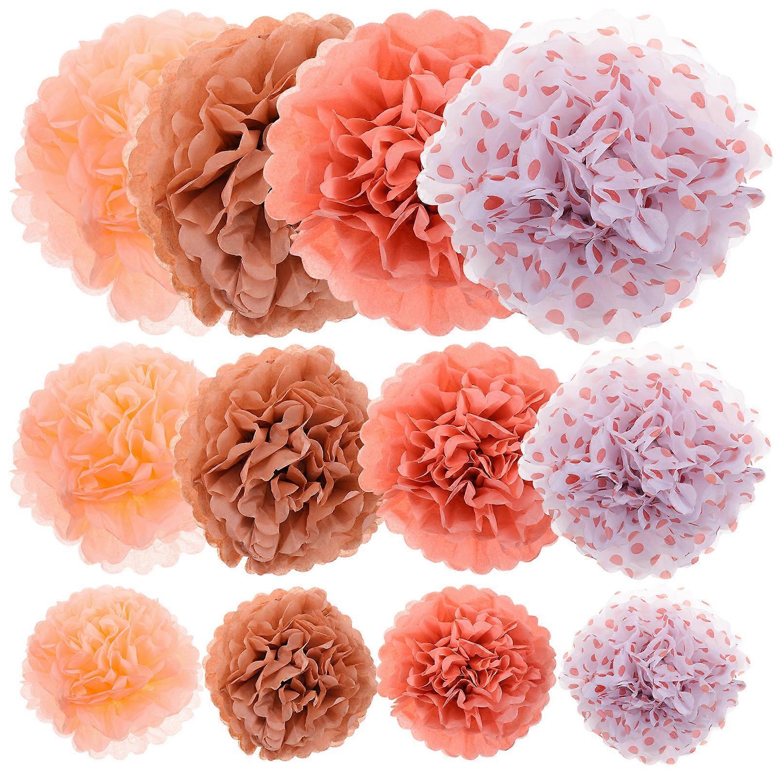 Decorative Hanging Flower Ball Paper Honeycomb Ball Rose Gold 30x30CM 12Pcs