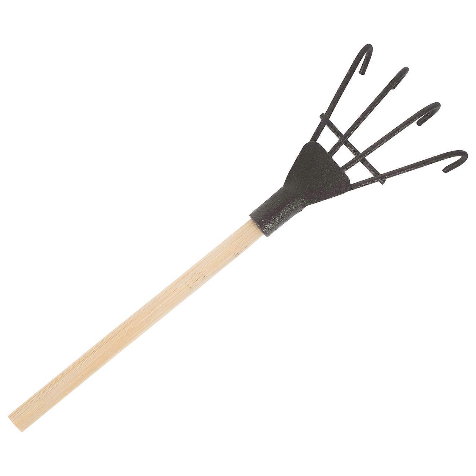 Dollhouse Garden Tools Mini Sand Rake Tool Model Accessory Decorative Item Compact Shape 1Pcs