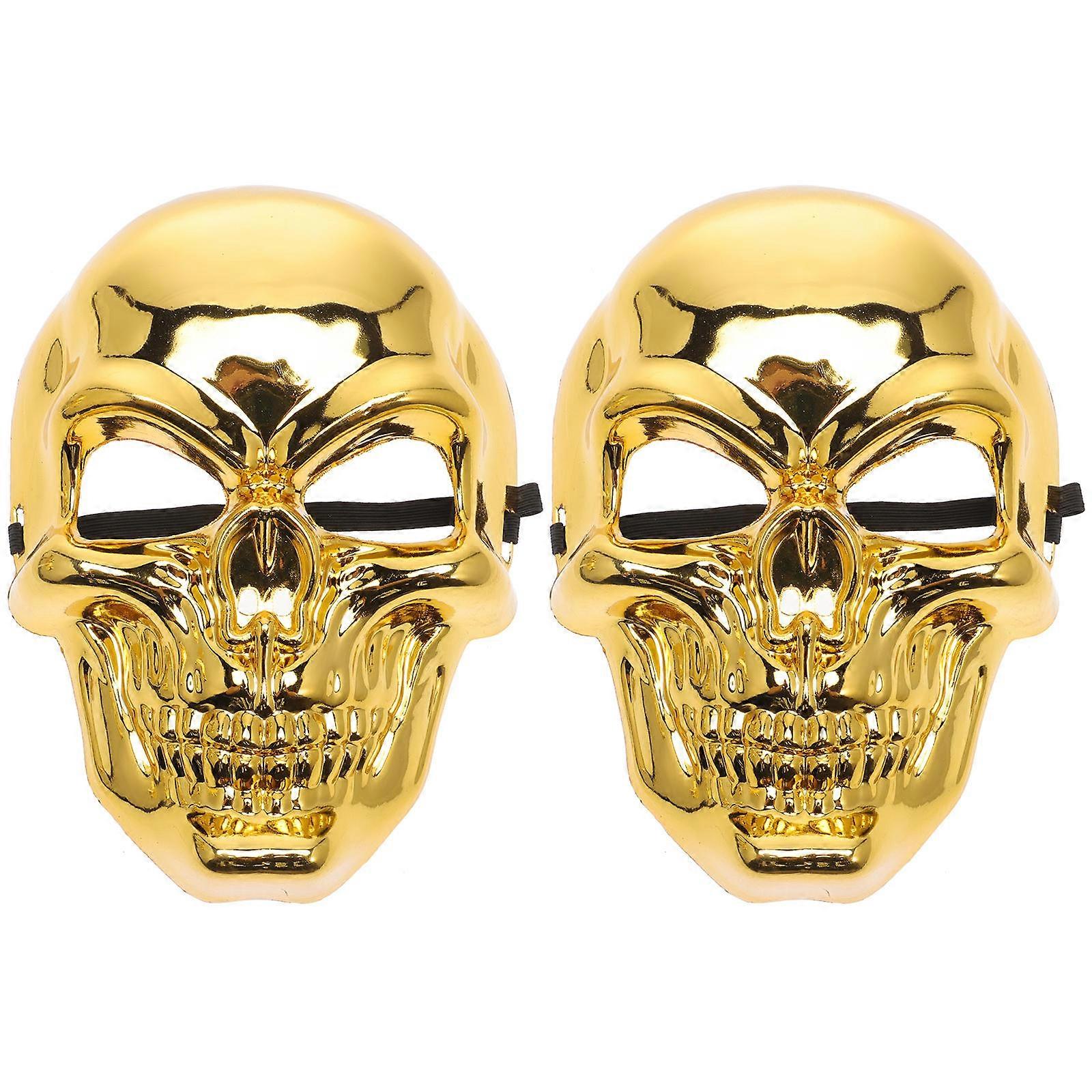 Spooky Mask Golden Full Face Mask For Halloween Music Festivals 2Pcs