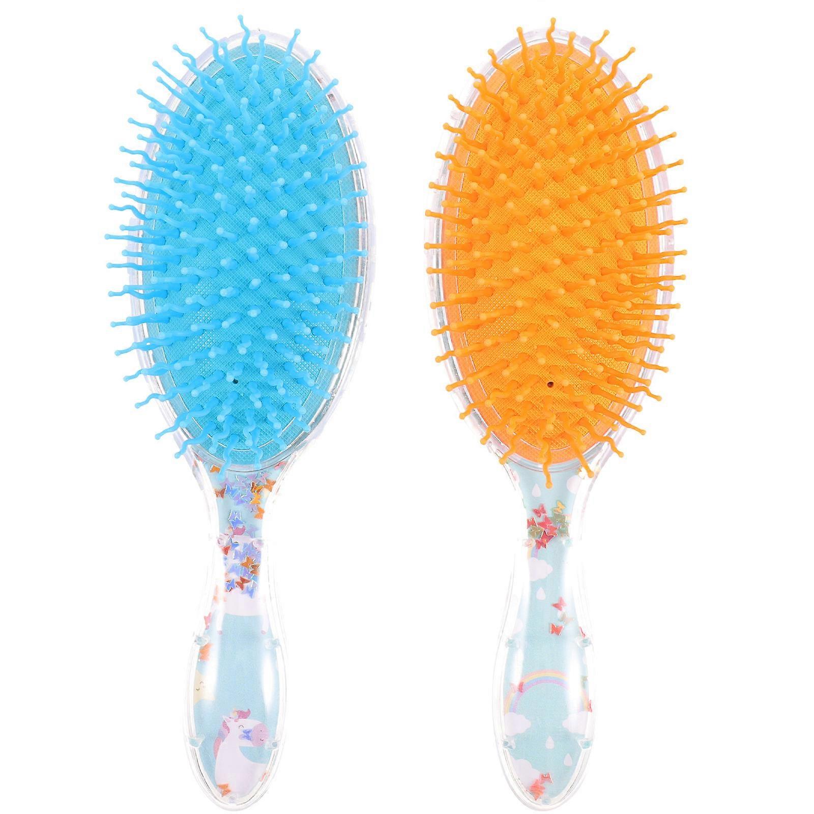 Hairdressing Comb Paddle Brush Daily Use Assorted Color Scalp Massage 2Pcs