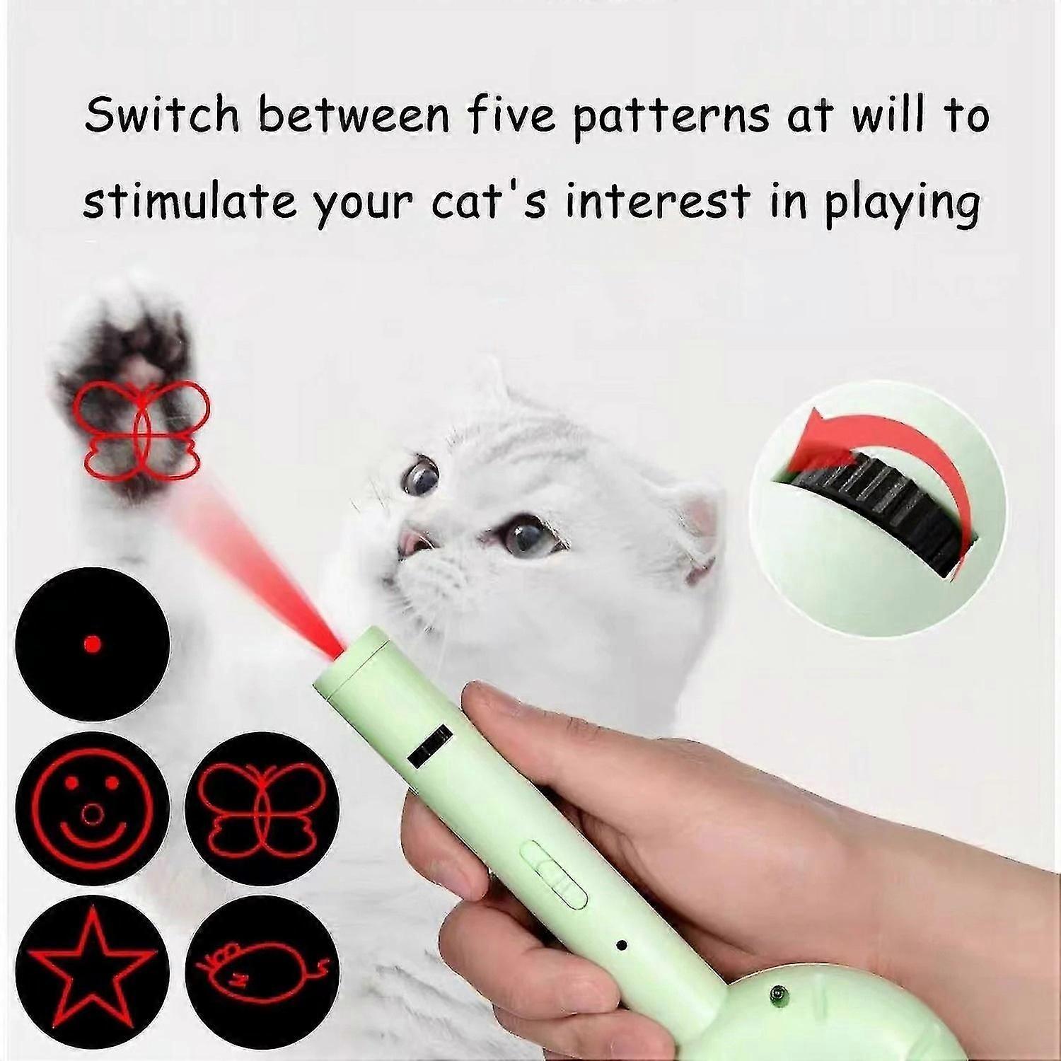 5-In-1Cat Brush/Laser Pointer for Five Light Patterns/Cat Feather Wand/Cat Moss UV Light/White Light
