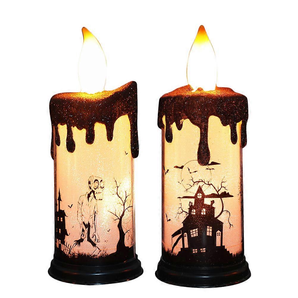 Halloween Party Διακόσμηση Led Flameless Κερί Castle Shape Metal Home Διακόσμηση 23.00X9.00X9.00cm