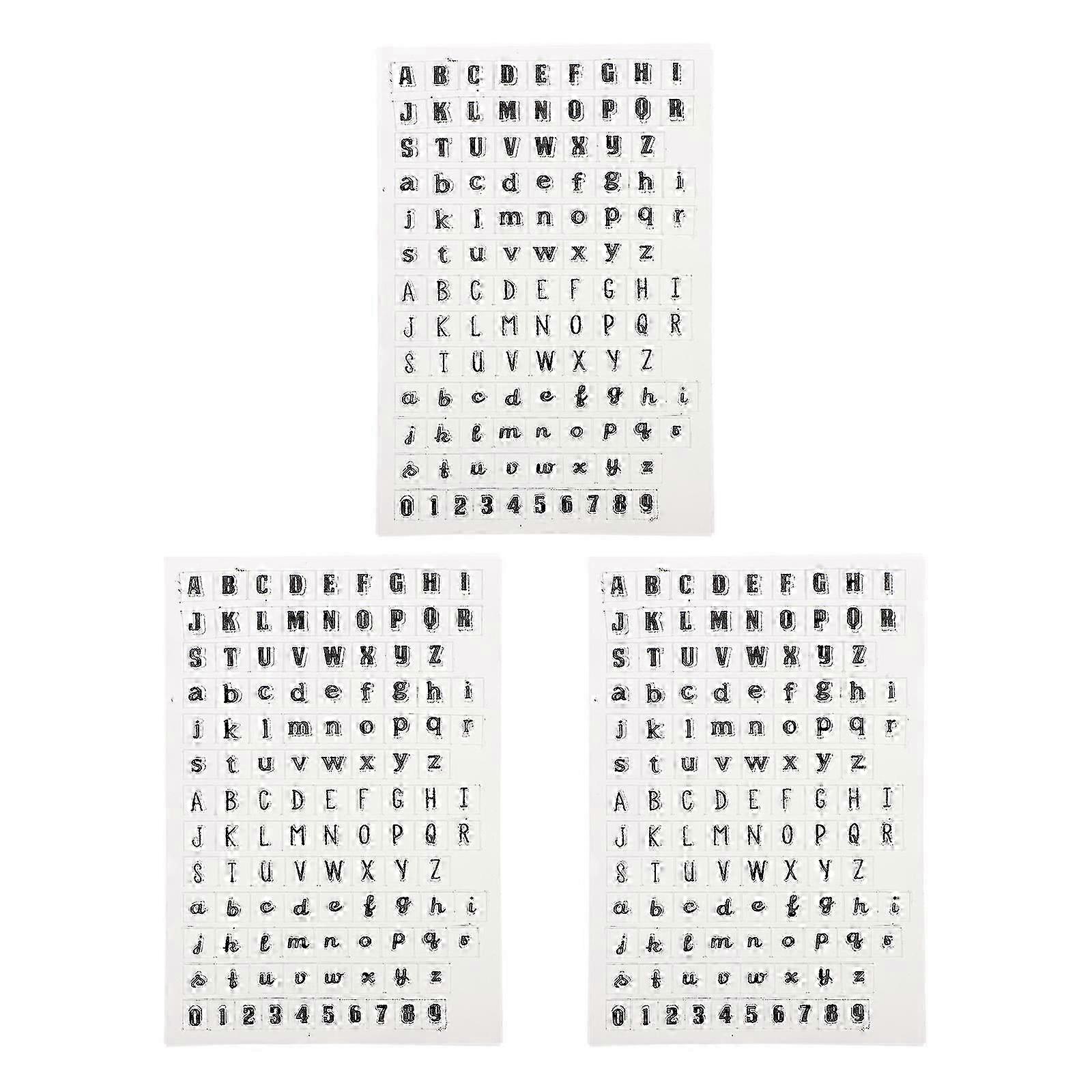 3 Sets Alphabet Clear Stamps Transparent Stamps Uppercase Lowercase Number Set