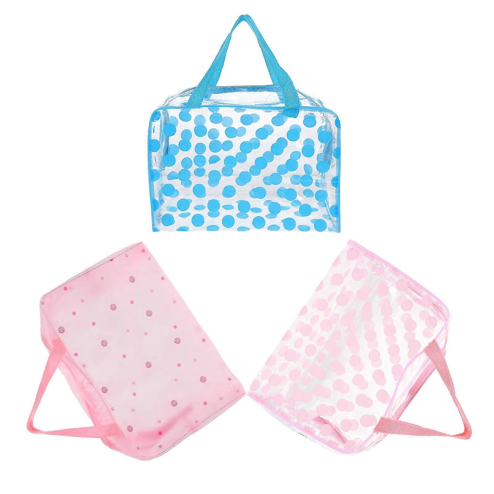 Waterproof Toiletries Bag Transparent Makeup Pouch Travel Use Assorted Color 9.43X6.48X3.54in 3Pcs