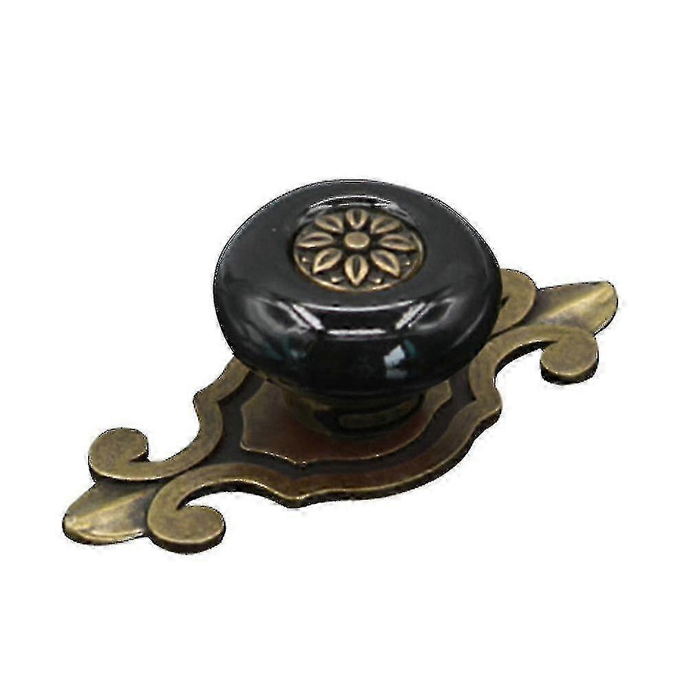 1 pair ceramic door drawer handle pull knobs bronze zinc alloy base