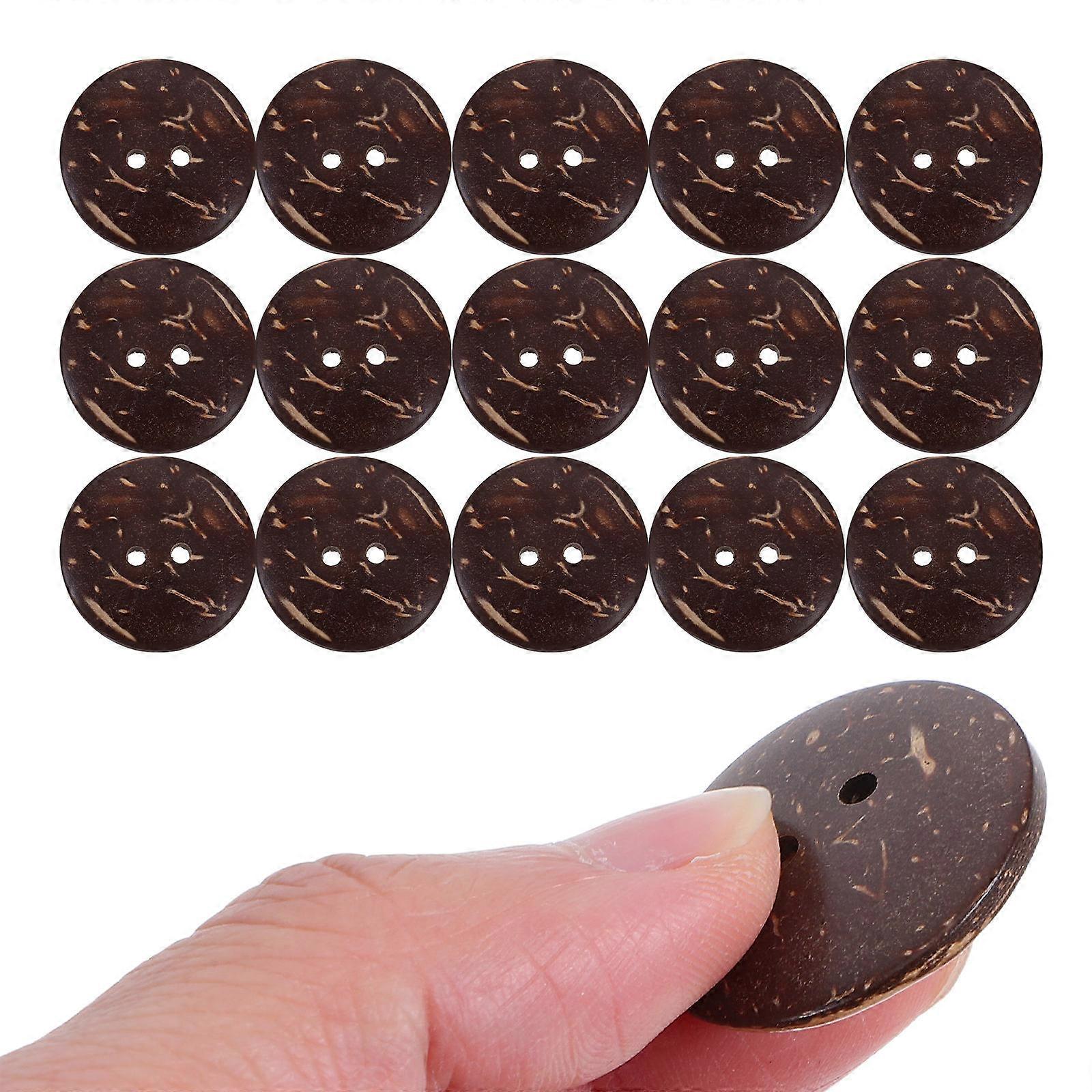 Handmade Coconut Button For Crafting Sewing And Craft Buttons Round Shape Coffee Color 2.50X2.50X0.20CM Natural Style 50Pcs