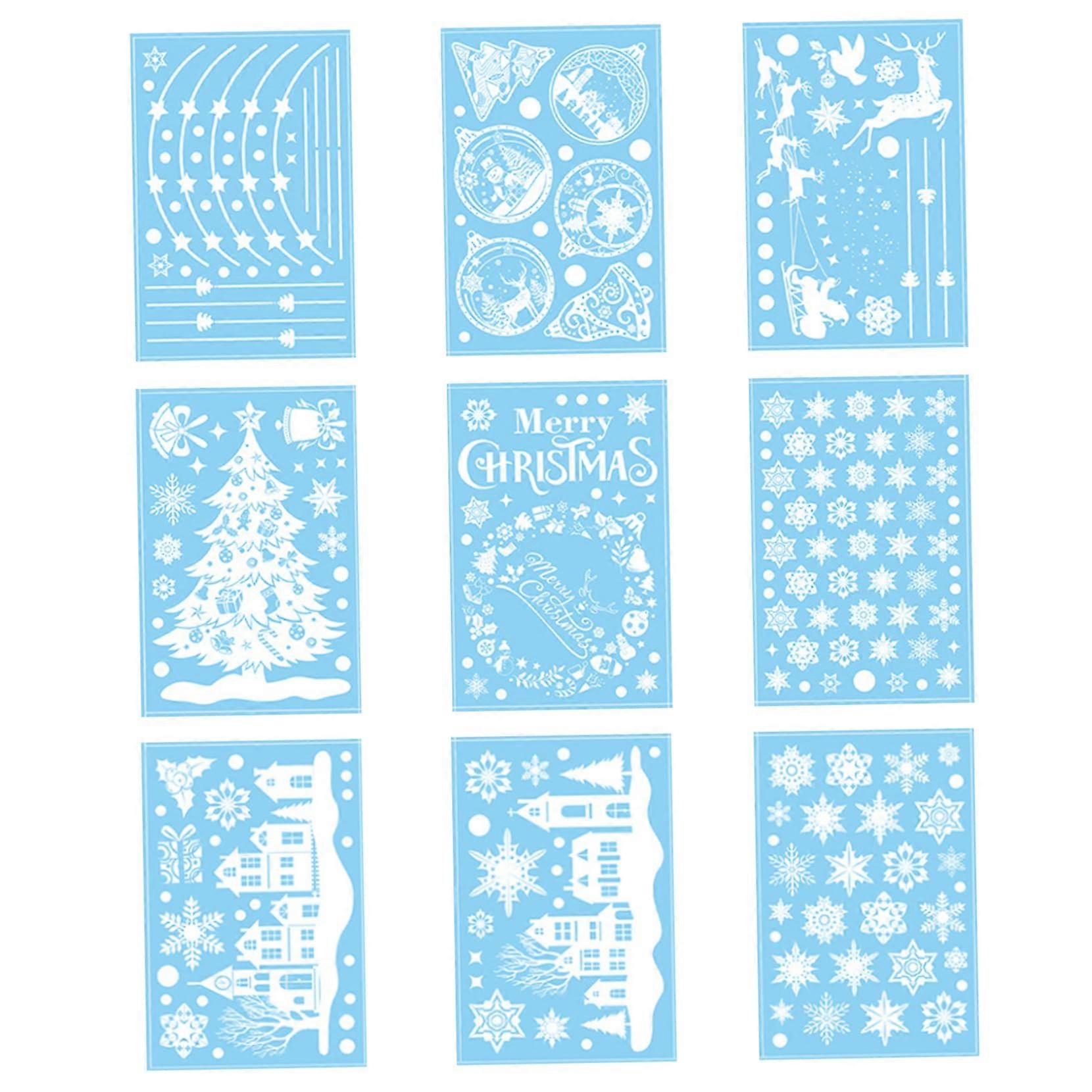 Christmas Window Decals 9-Sheet Reusable Static Cling, Double-Sided Reindeer And Christmas Tree Motifs For Home Office