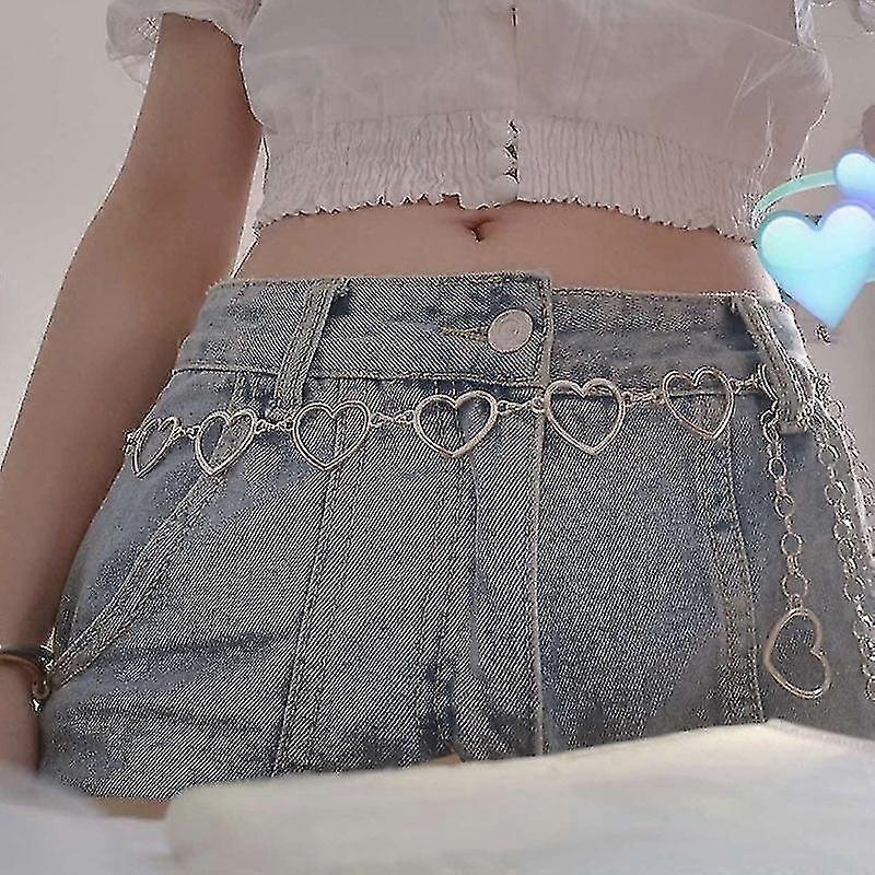 中空ピーチハートキャラクターバックル、ボディウエストチェーン