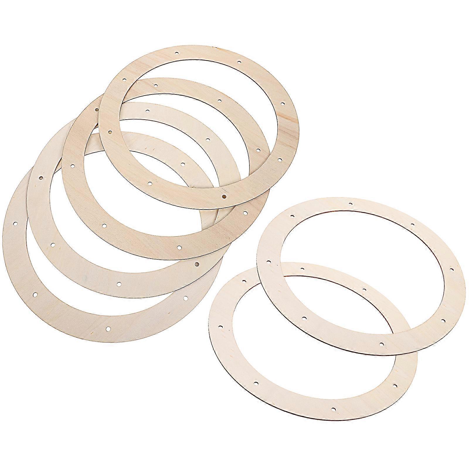 Circle Wreath Frame Round Craft Frames For Christmas Plain Wreaths Decorating Garden Decoration Wood 11.4X11.4X0.1In 6Pcs