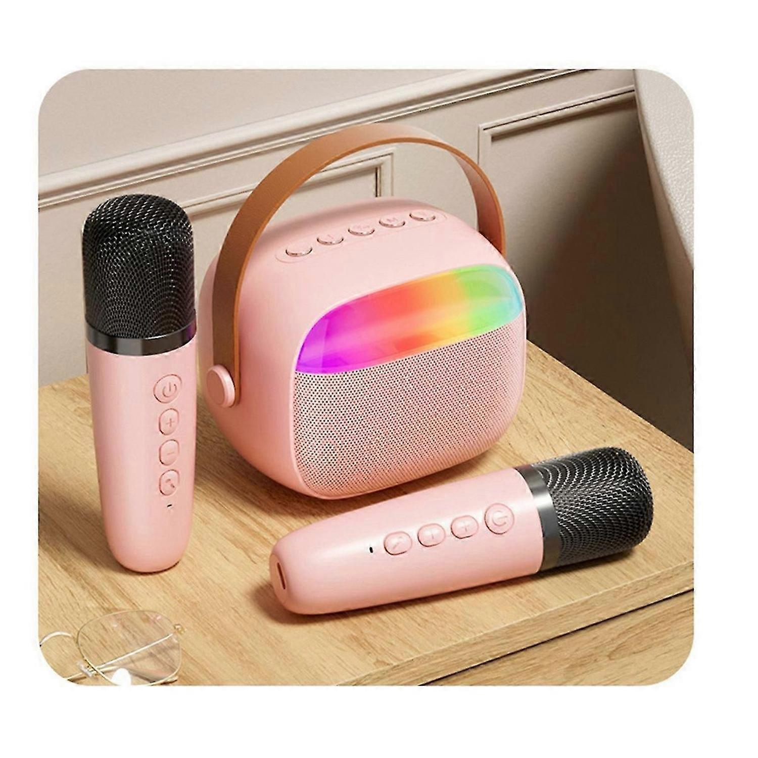 Kids Karaoke Machine, Portable Bluetooth Speaker with 2 Wireless Microphones