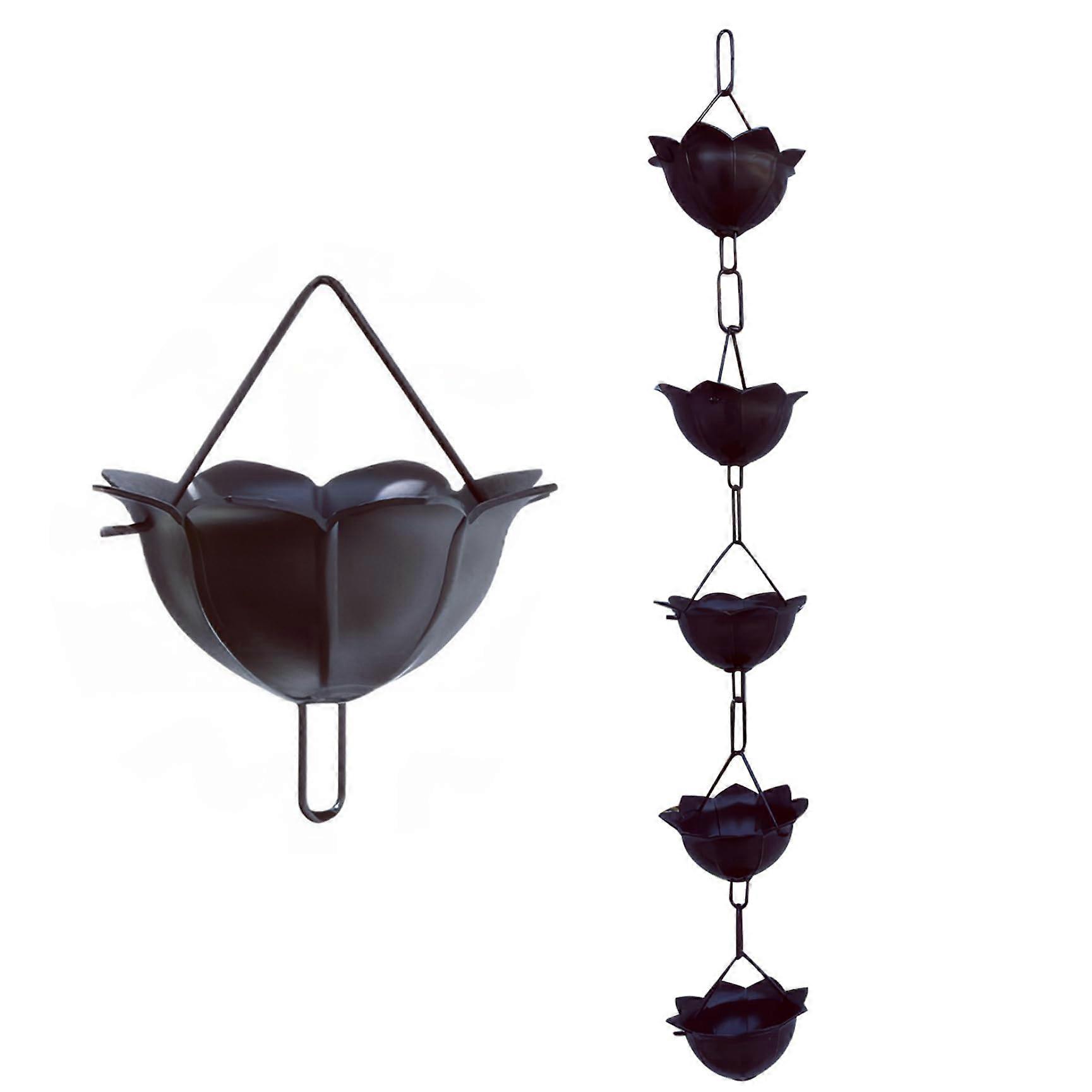 Rain chains – 1 m long rain catcher chain with 5 petals, decorative rain chains for gutters, roof eaves, drainage, rain catcher chain.