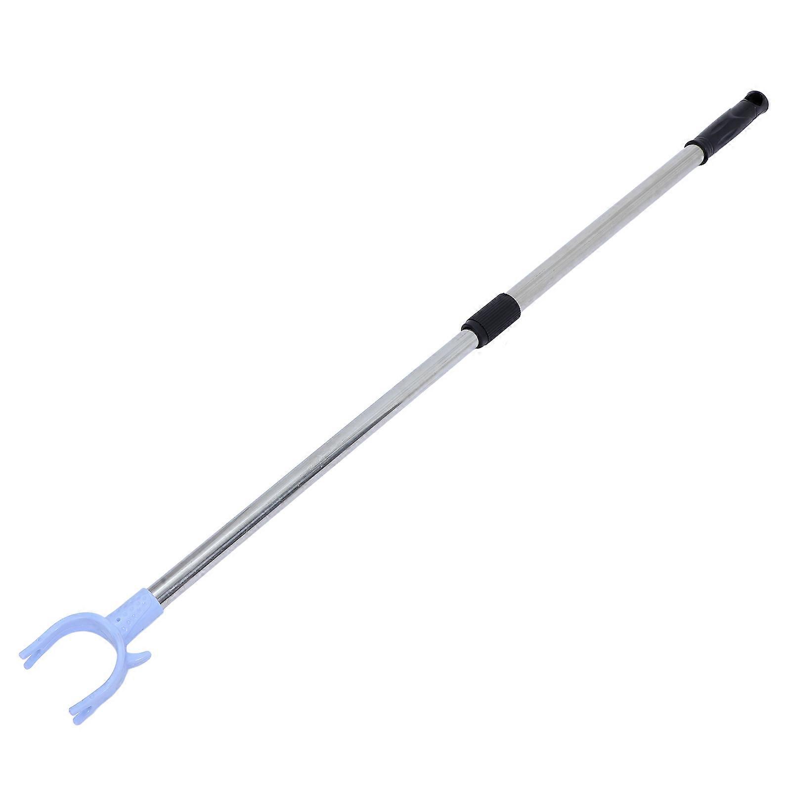 Adjustable Retractable Clothes Pole with Plastic Fork – Extendable Closet Support Rod for Hanging Clothes and Curtains