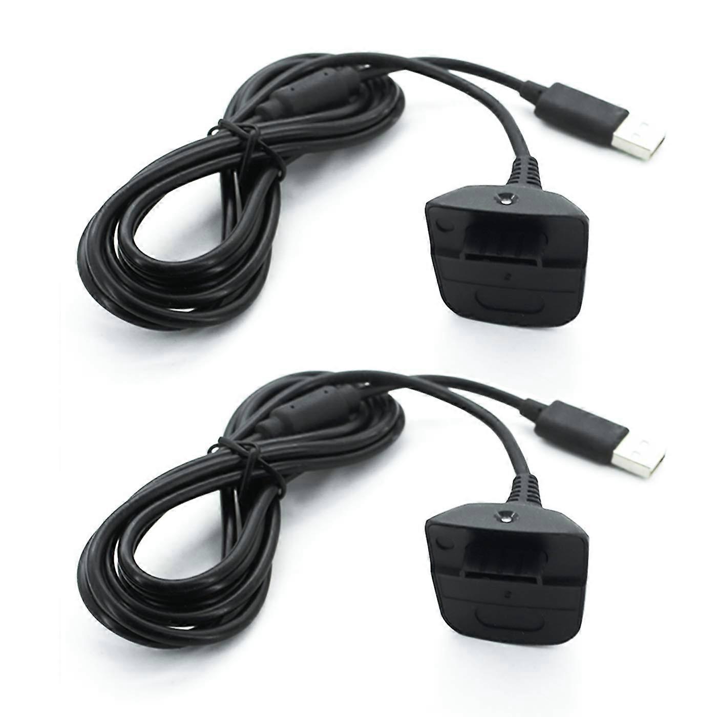 Black USB Charging Cable for Microsoft Xbox 360 / Xbox 360 Slim Wireless Game Controllers Charge and Play Kit 2