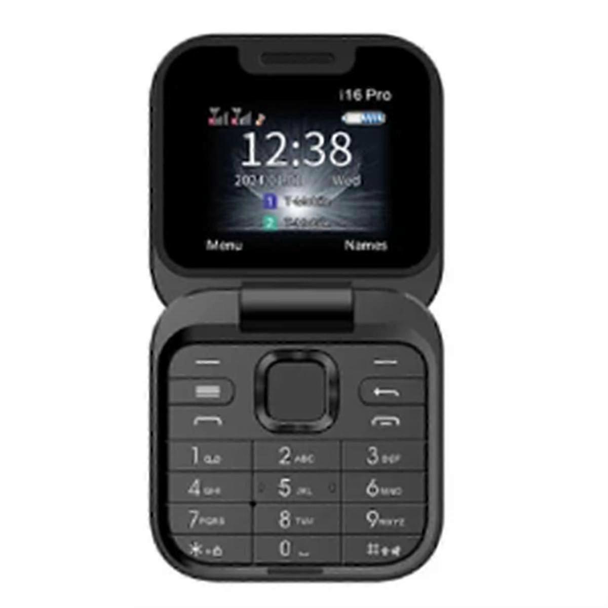 Mini Flip Mobile Phone with FM Radio, Voice Blacklist, Speed Dial, Vibration, 2SIM, Small Display, Foldable (Black)