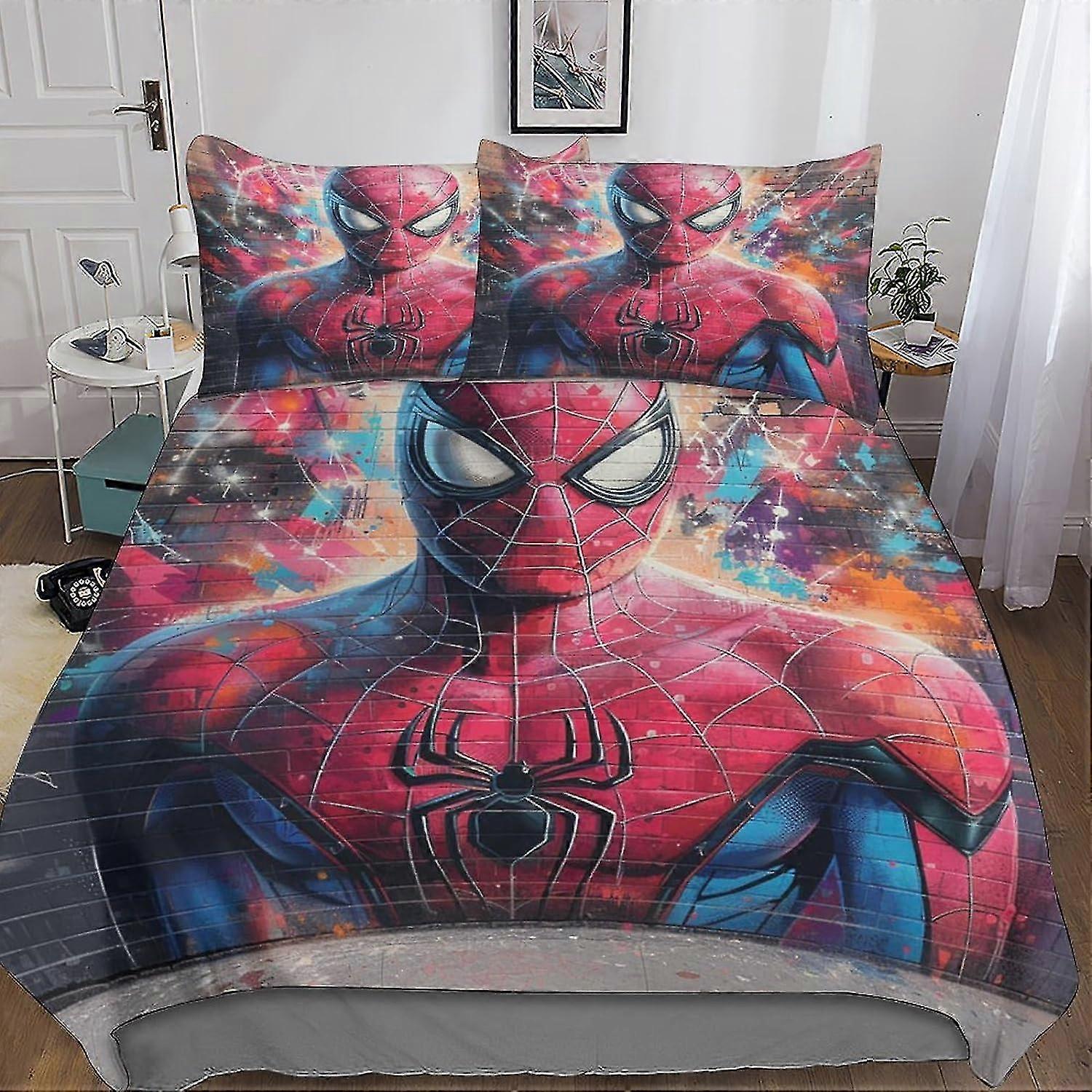 Modern Spider-Themed Comforter Cover Set with Hidden Zipper Closure - Trendy Microfiber Bedding with 3D Print, 3-Piece Set with Pillow