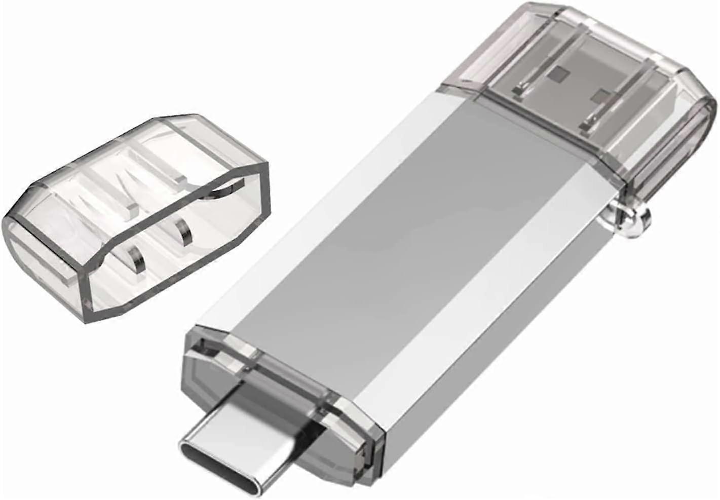 128GB USB C Flash Drive High Speed ​​USB C Drive Type C Dual OTG Flash Drive (Silver)