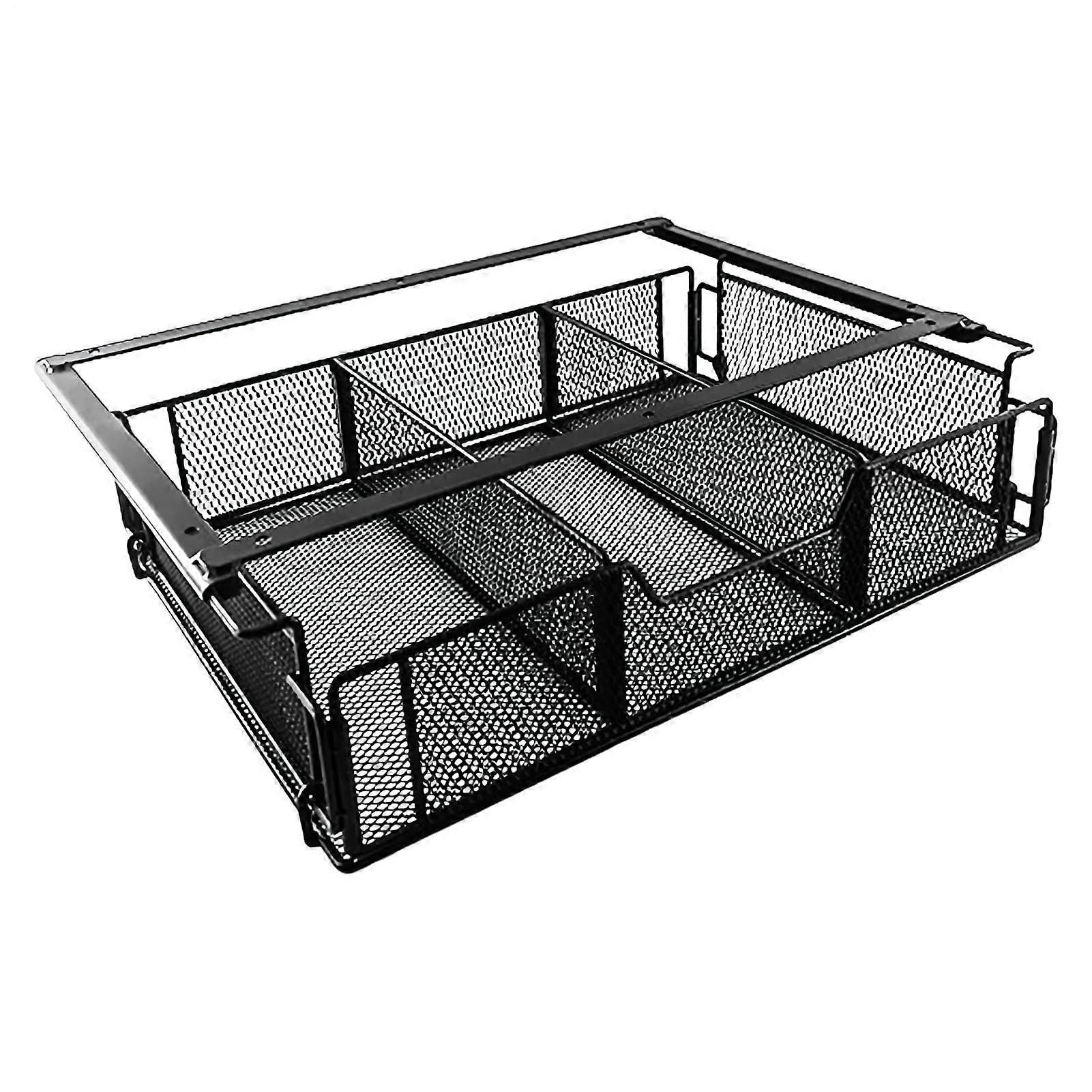 Undercounter storage metal divided tray basket, undersink drawer, 365 x 235 x 82 mm, easy to use, durable, and sturdy for adults.