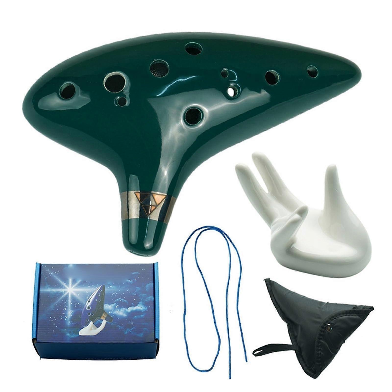 Ocarina Flute 12 Hole C Key Alto Ocarina Musical Instrument Professional Green Ceramic Design