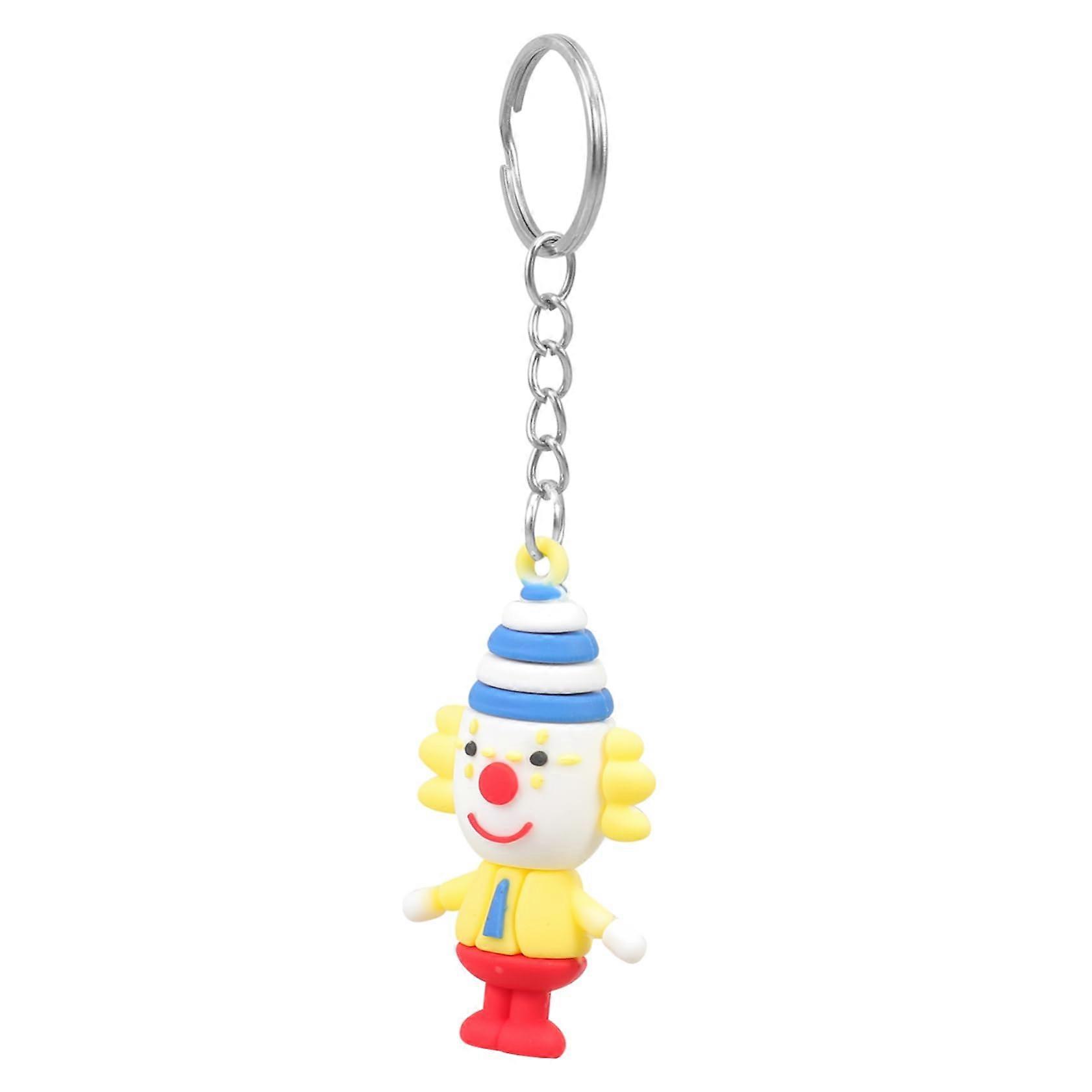 Clown Doll Keyring Soft Rubber Cartoon Clown Figure Aesthetic Keychain Oblong Design for Fun Accessory