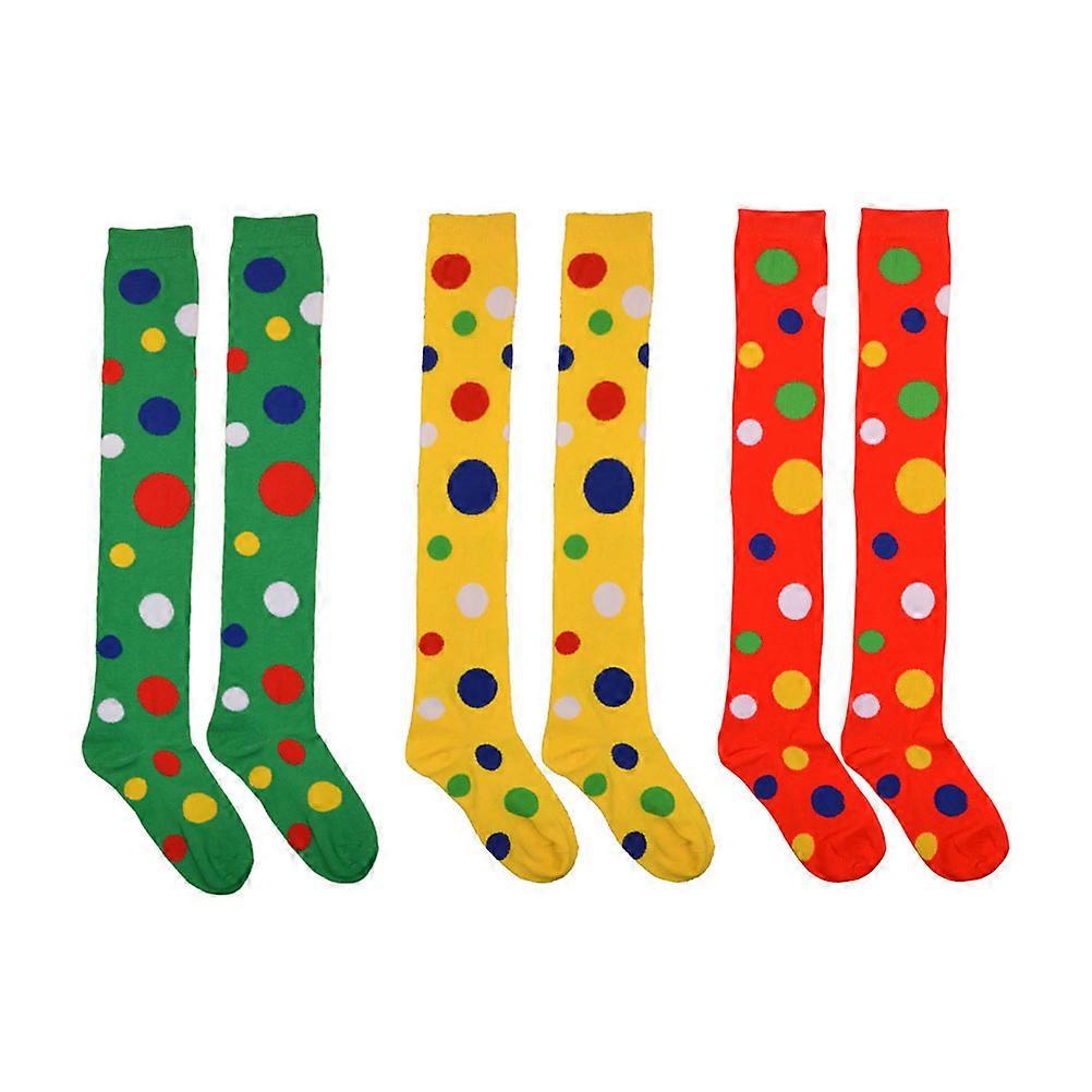 Karneval Ringelsocken Long Socks Daily Dressing Decoration Elastic Texture Yellow 3 Pair