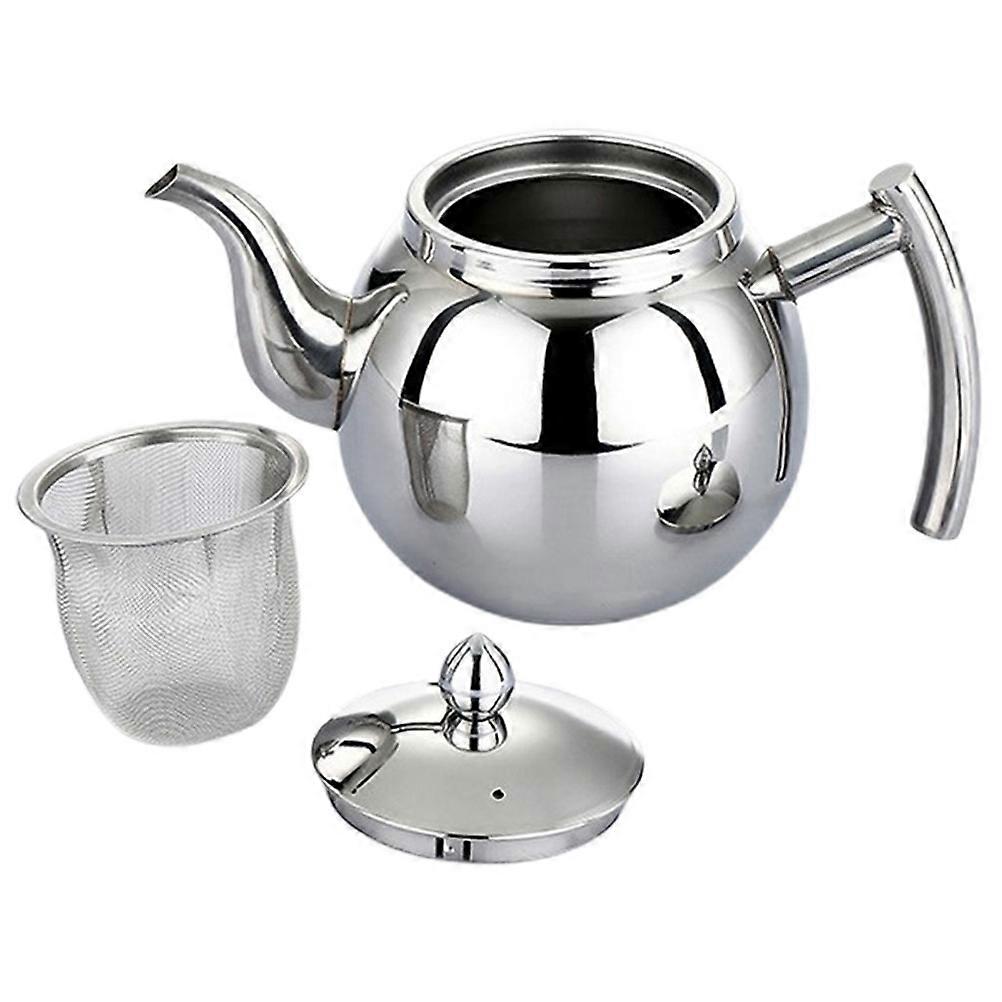 Stainless Steel Teapot Curved Spout for Tearoom Tea Brewing and Juice Container 1Set