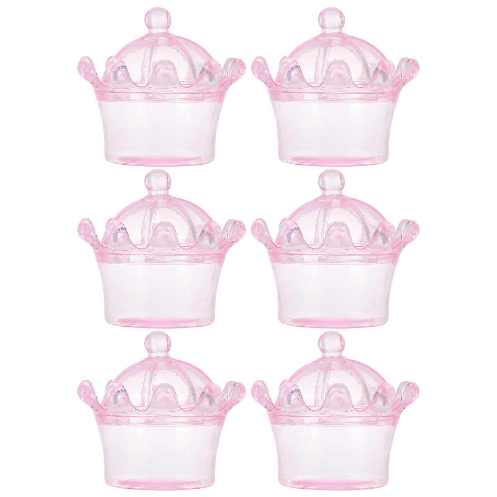 Creative Wedding Box Lovely Crown Shape for Storage Use Pink 6PCS