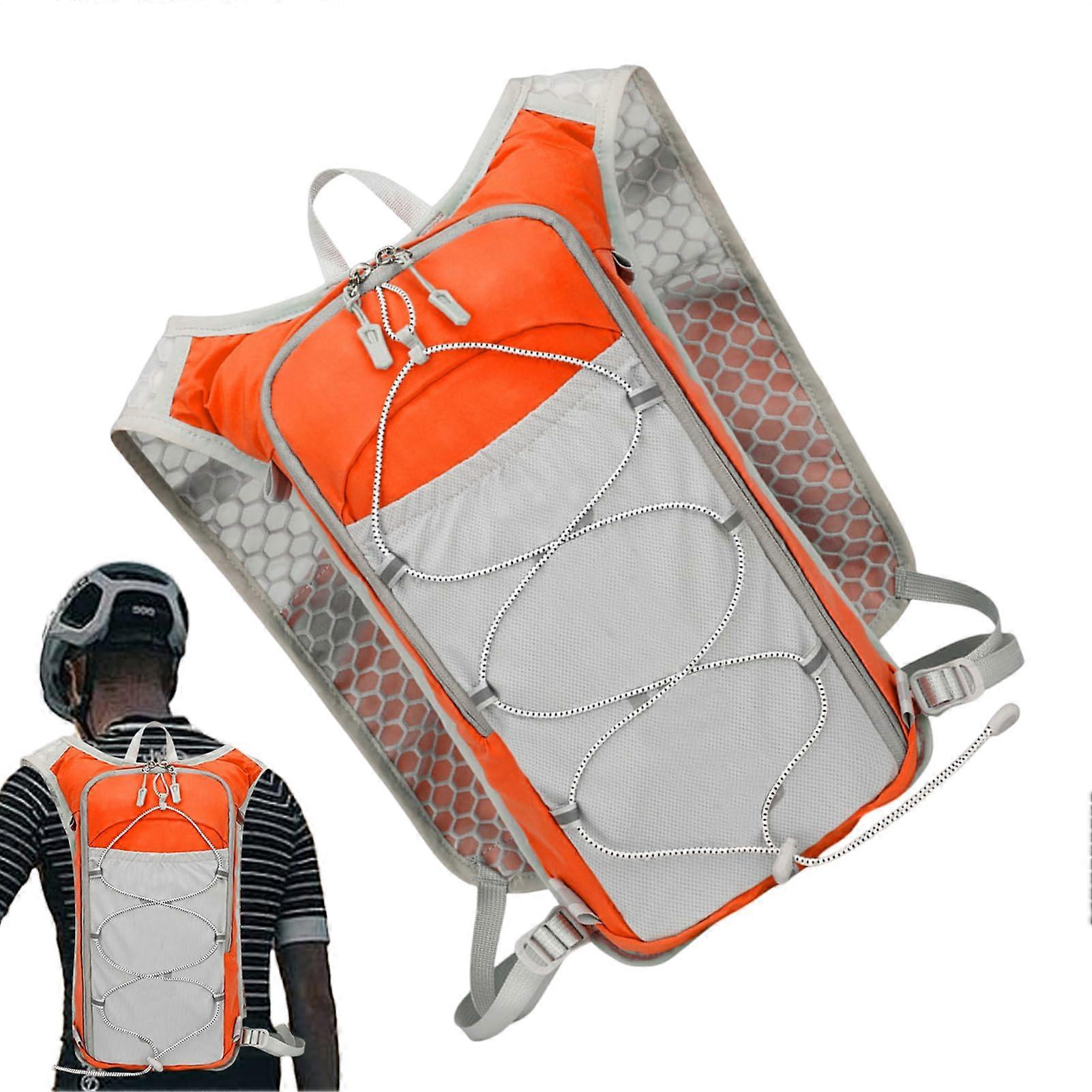 Running Rucksack with Hydration Pack, Breathable Reflective Outdoor Jogging Water Bladder for Running, Cycling, Hiking, Marathons in Orange C