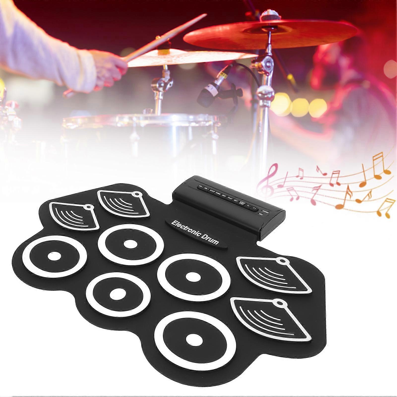 Electronic Drum Set Roll Up Practice Pad Midi Kit with Pedals Sticks Gift for Kids 100‑240V US Plug 