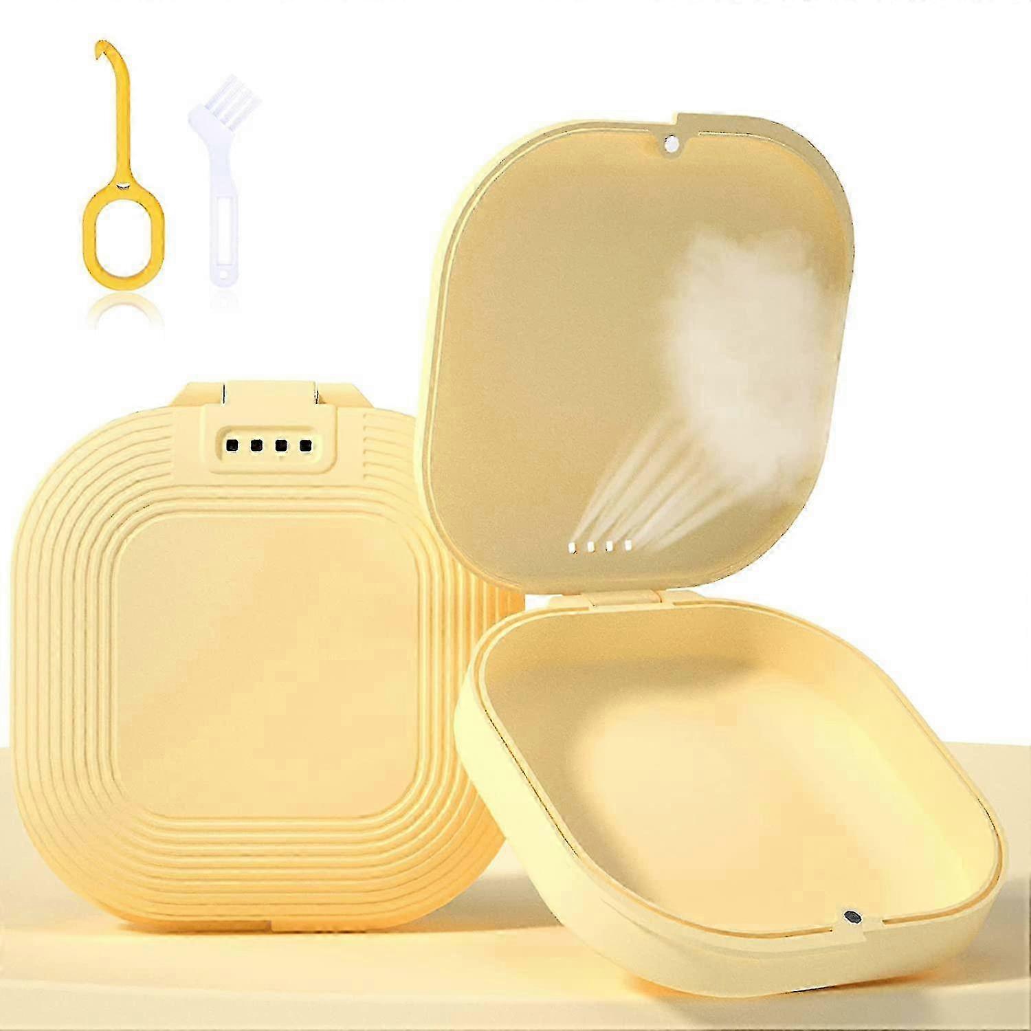 Retainer Case with Vent Holes - Slim Aligner Case for Invisalign Mouth Guard with Removal Tool BrushPink SZRH A-D 1871