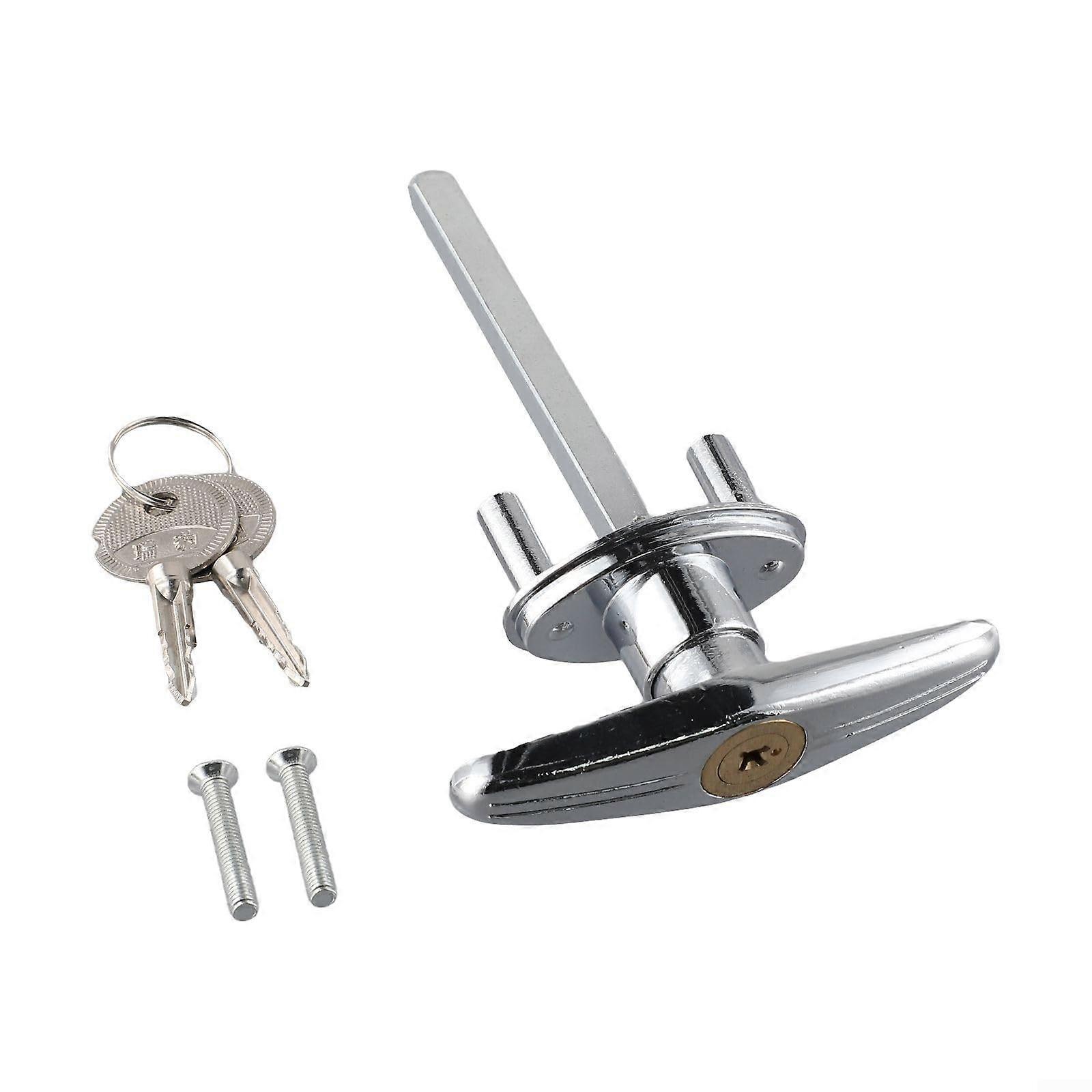 Security T-Handle Lock For Garage Doors, Ideal For Caravans and Trailers, Includes Lock and 2 Keys