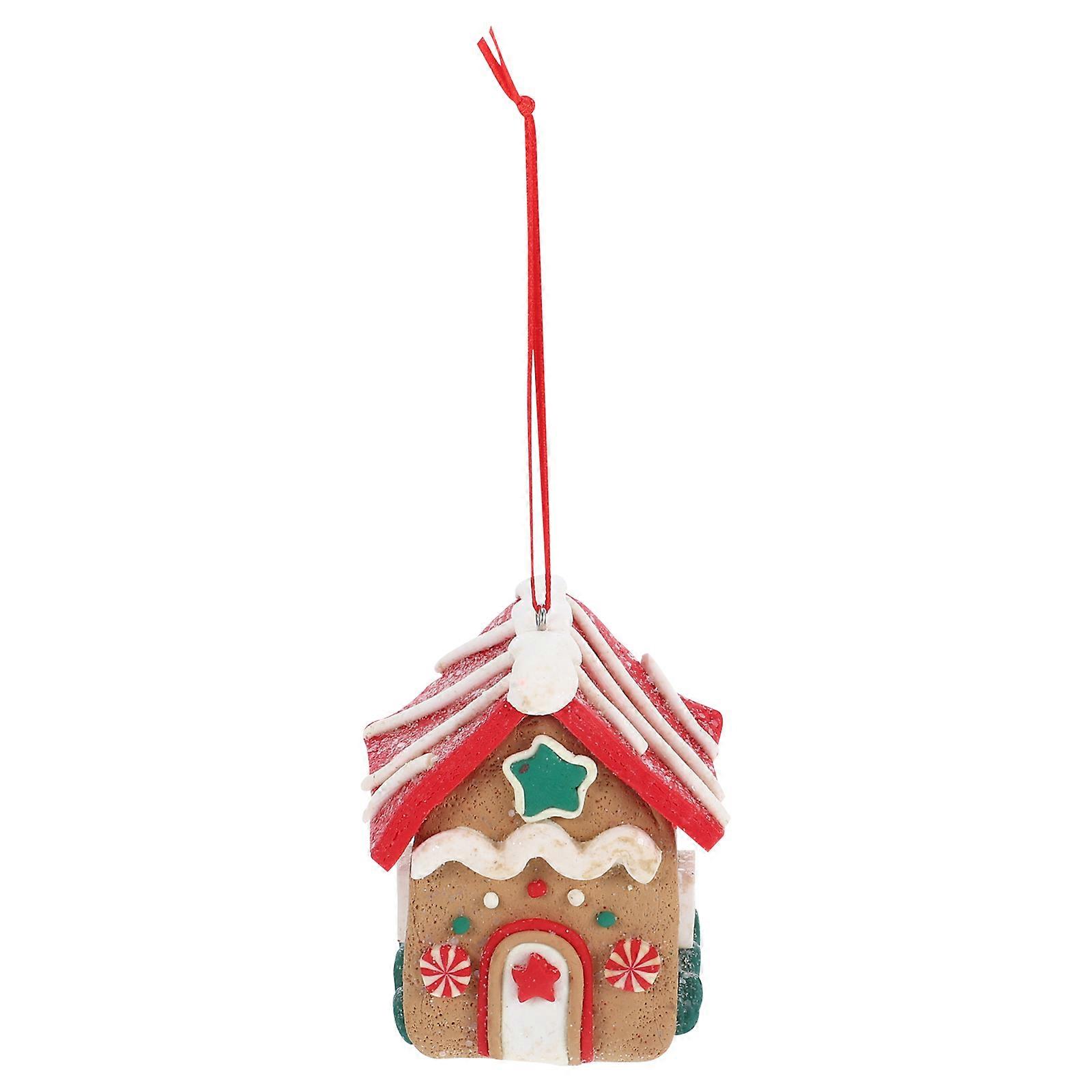 Small House Shaped Xmas Tree Hanging Decor Multi Color PVC Material Christmas Enthusiasts 2.75X2.24X1.97IN 1Set