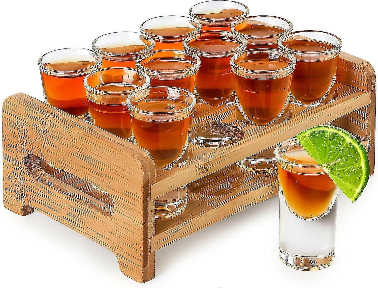 Shotglaasjes en houder mini shotglaasjes set