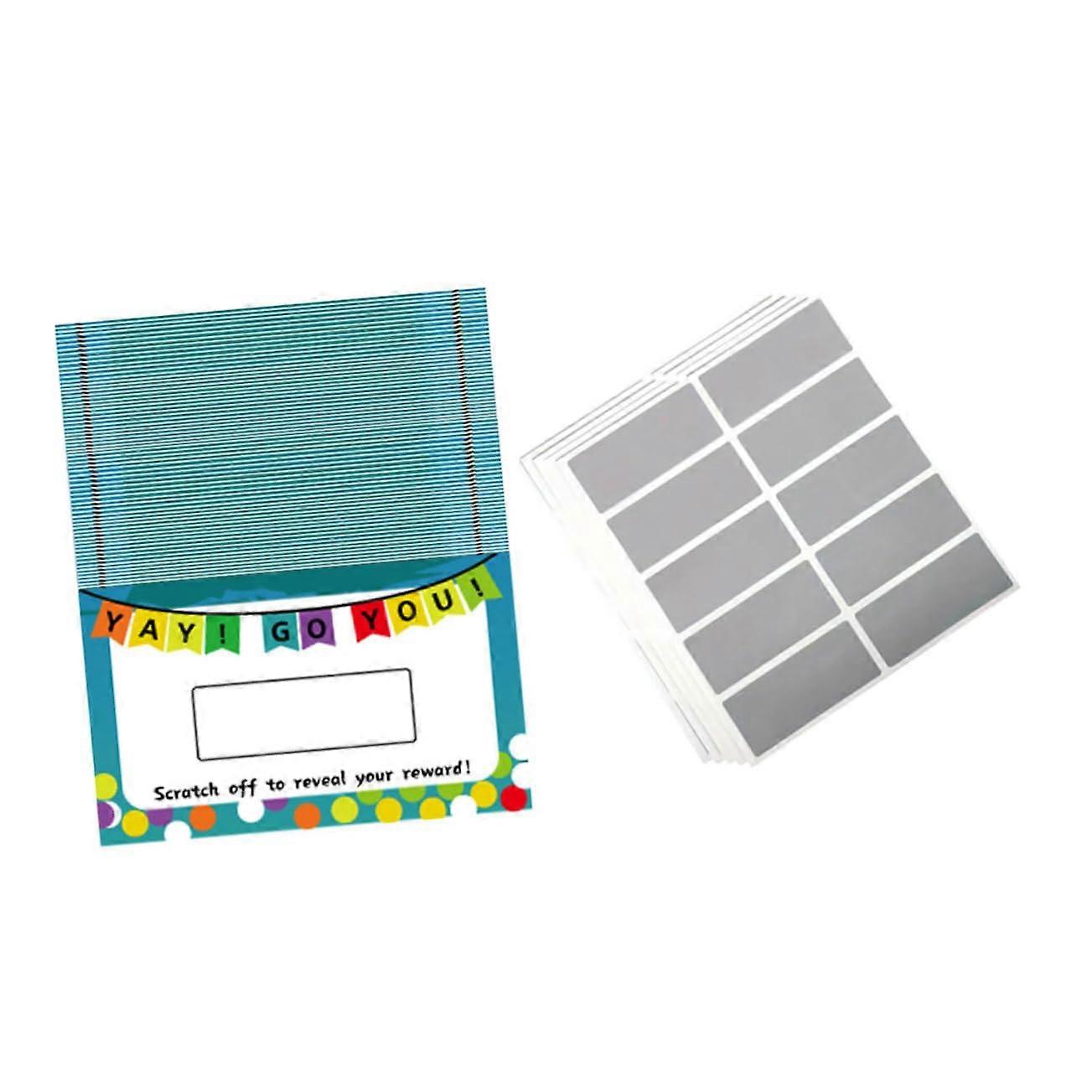 50 Sheets Scratch Cards for DIY Crafts, Blank Kids Scratch Paper for Classroom Prizes and Birthday Cards