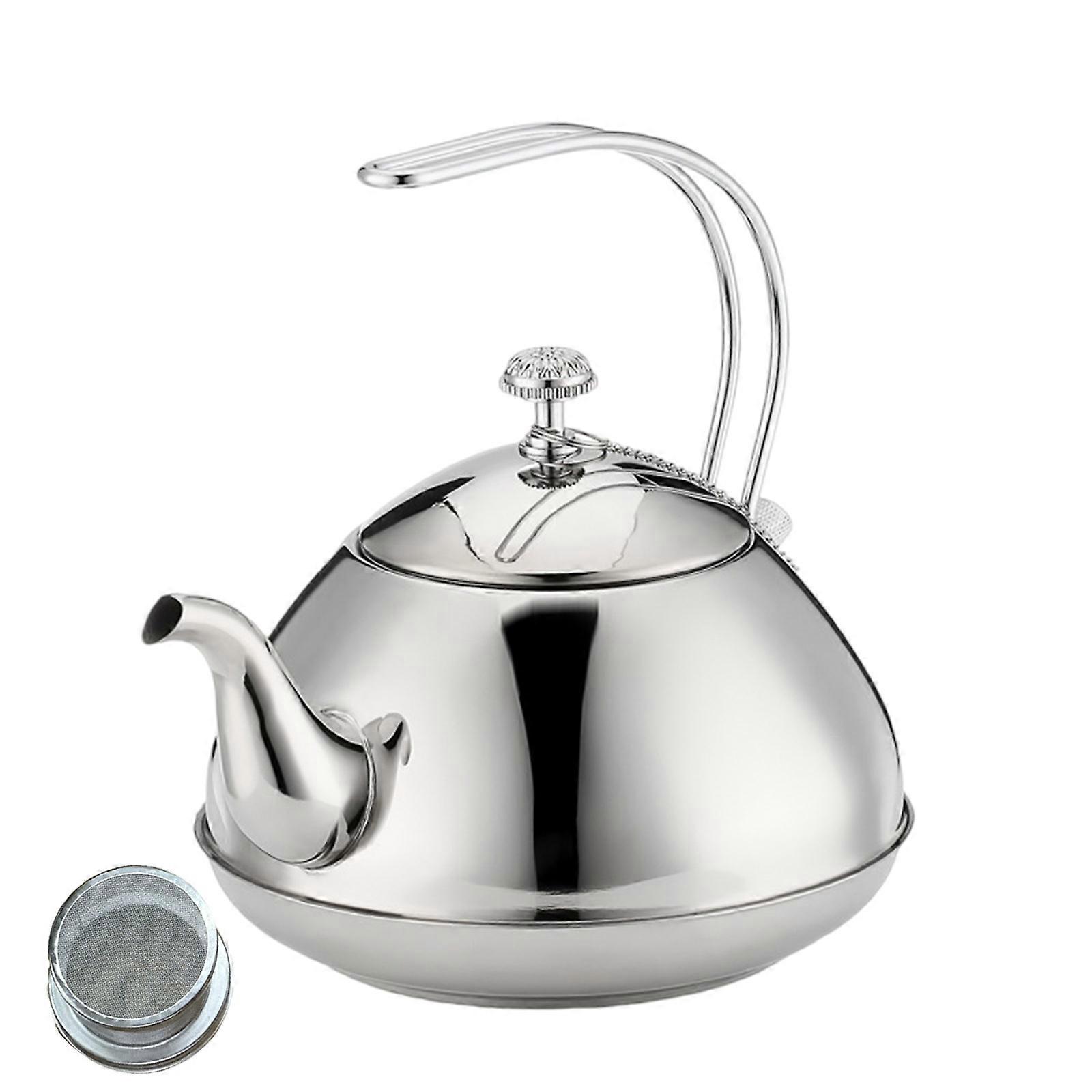 1.5L Nonrust Steel Flat Bottom Kettles For Fast Boiling And Teas Brewing With Ergonomic Handle Cooking Water Jugs  Silver