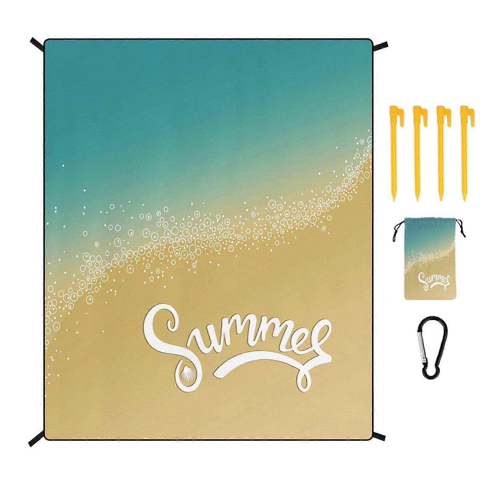 Sandproof beach blanket, large picnic mat Sand picnic blanket Large windproof beach mat with 4 pegs