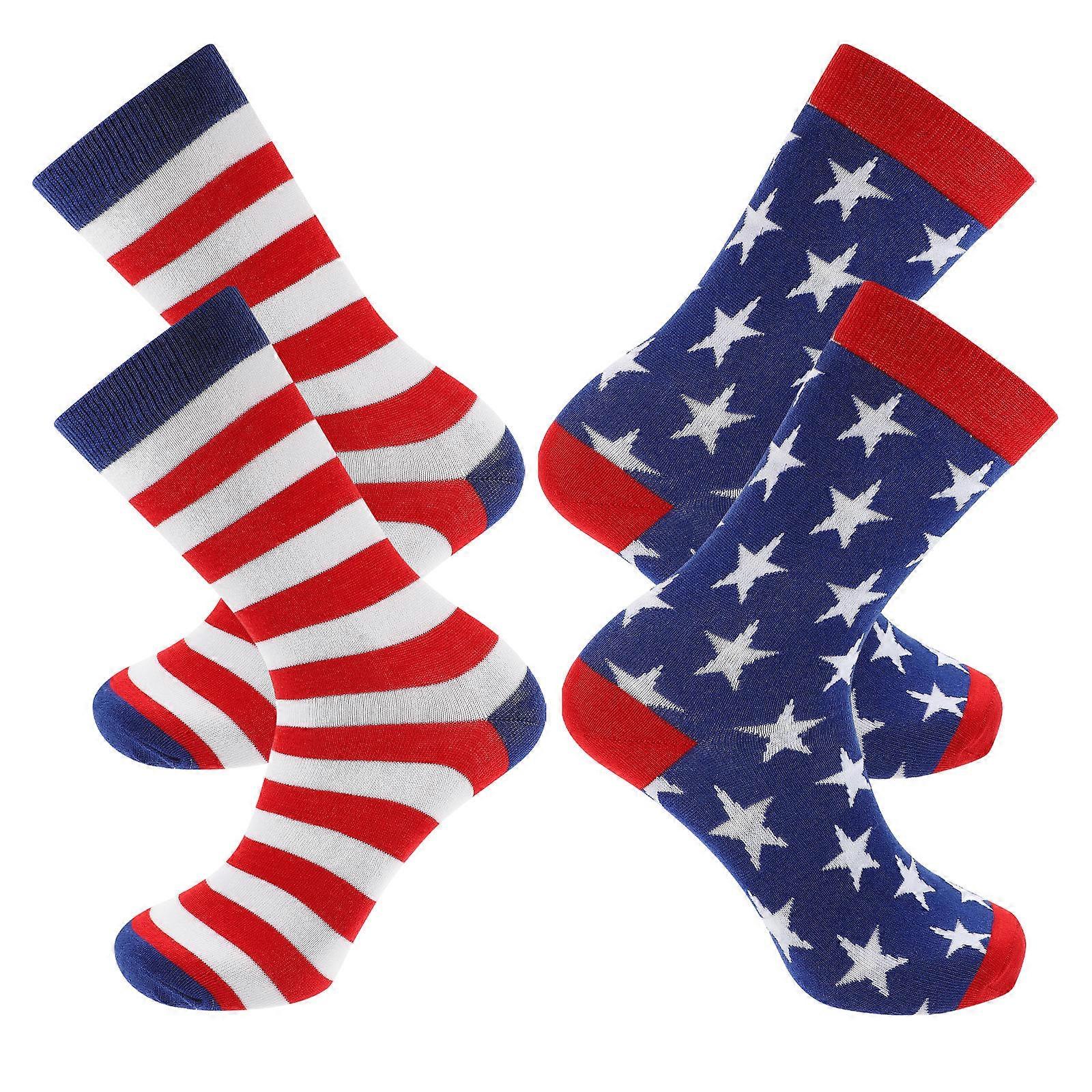 Men American Flag Socks Middle Tube Socks Daily Wear One Size Fits Most 2Pairs