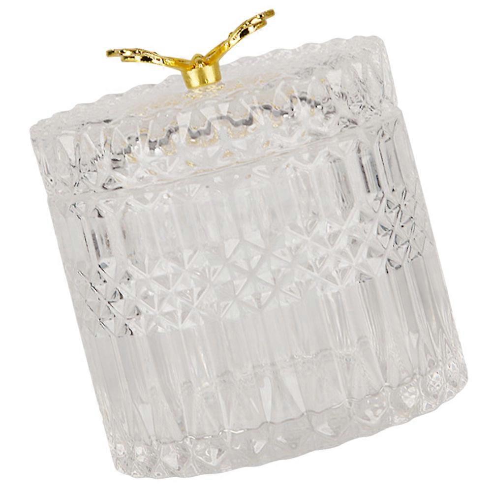 Compact Transparent Glass Jewelry Box with Decorative Lid – Multi Use Storage Jar for Candies, Snacks, Lipstick & Desktop Decoration – Versatile