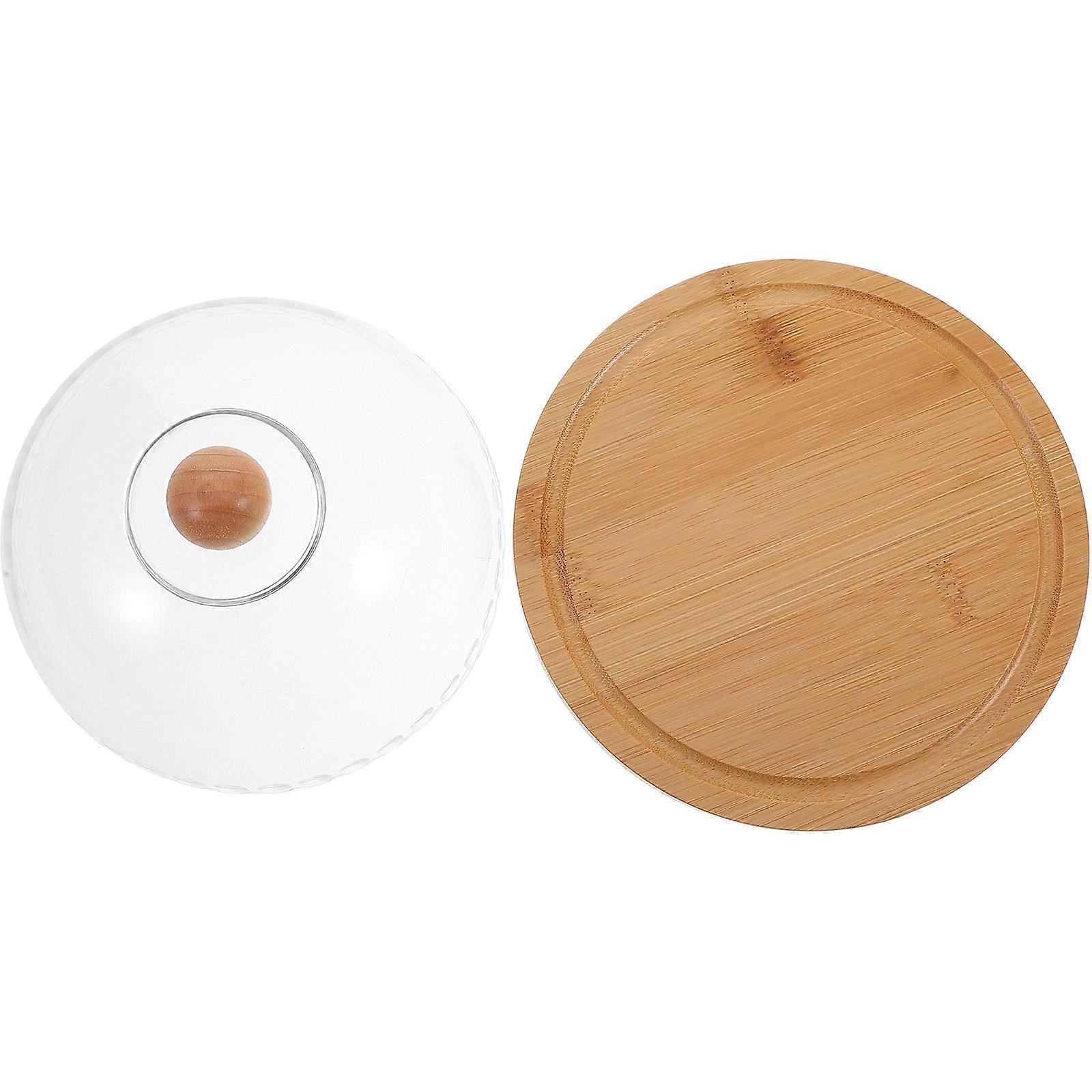 Cúpula de postre de madera con cubierta transparente para el hogar Multicolor 7.9 pulgadas