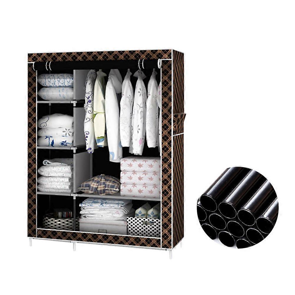 Multi Color Fabric Closet Organizer with Metal Shelves for Storage Portable Wardrobe 60.0 inches