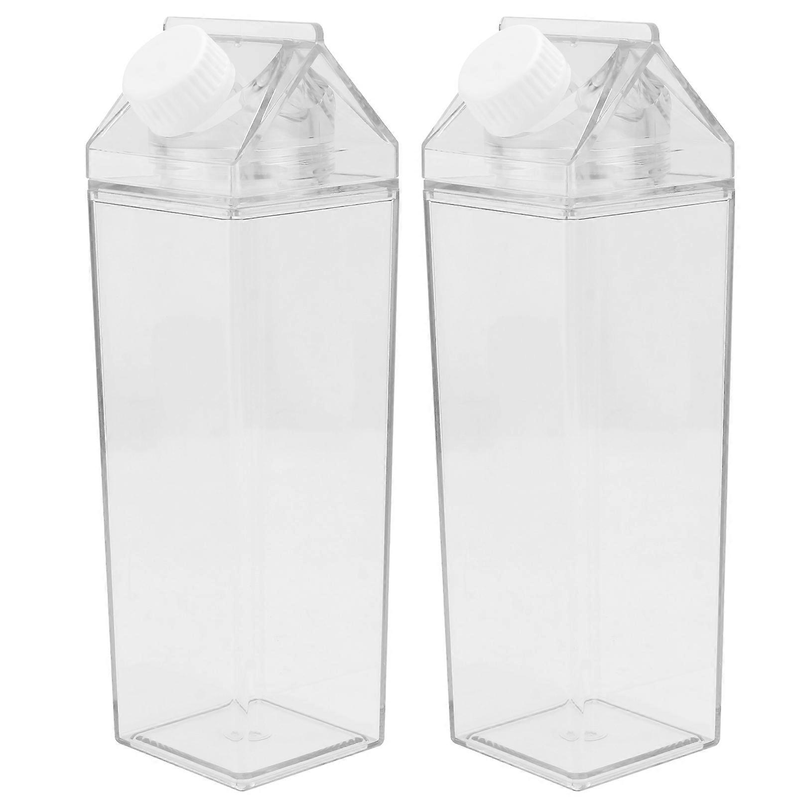 Clear Milk Container Home Use Simple Design 20X5.5X6cm Plastic Juice Bottle 2Pcs