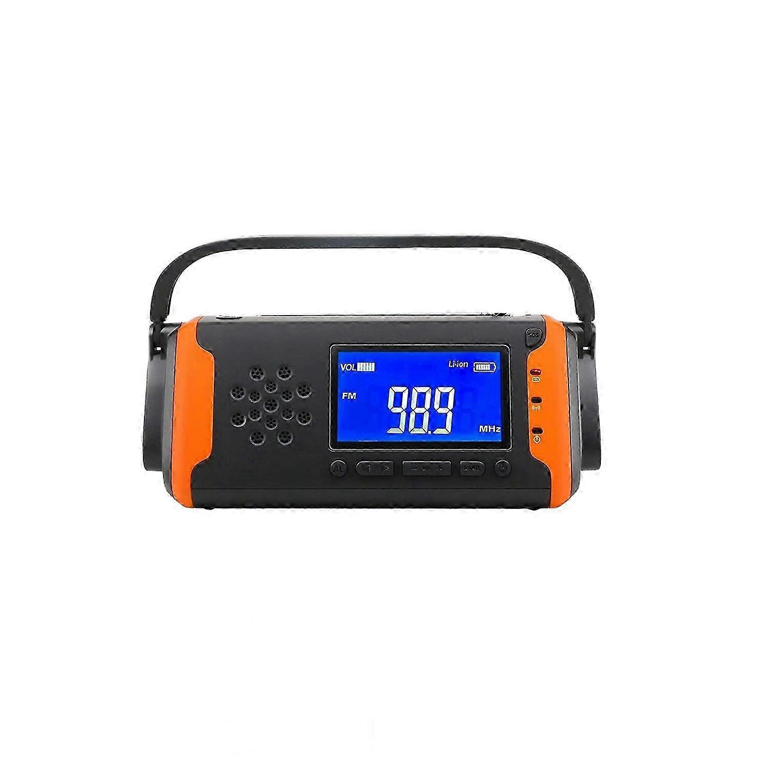 2025 Bärbar Radio Nödväder Vev Soldriven Ljus Ficklampa AUX Högtalare Utomhus Överlevnad