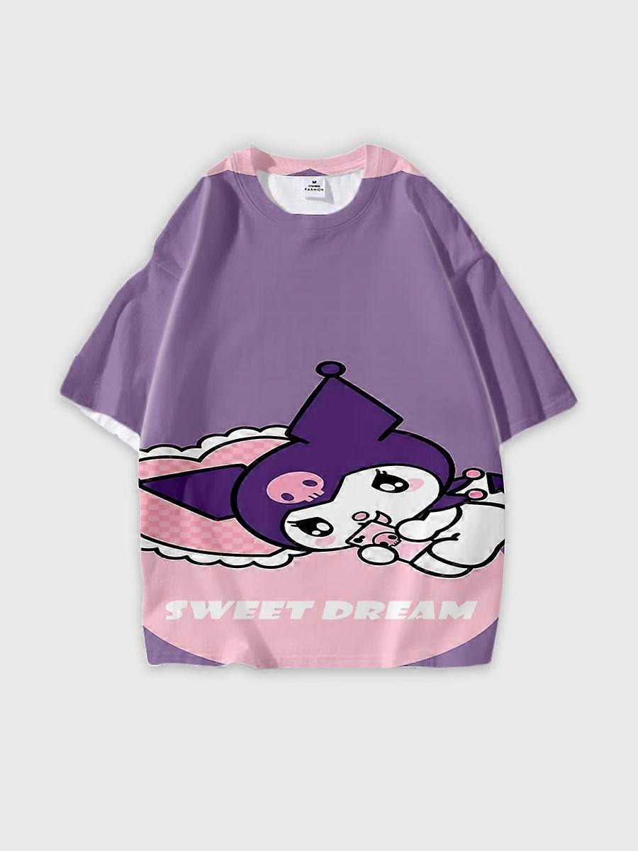 T-shirt round neck Cartoon Pattern loose short sleeve B306